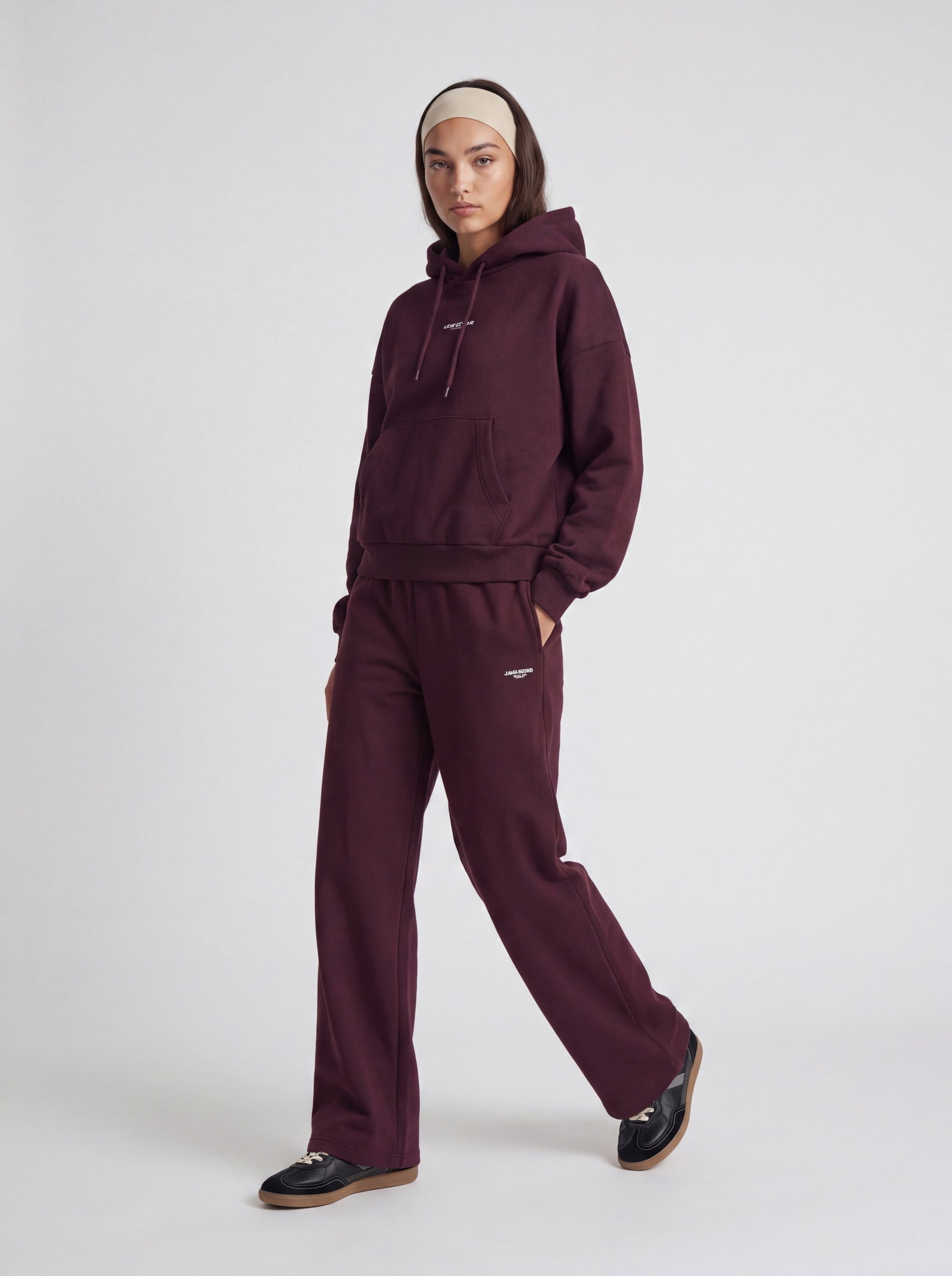 JXSTUDIO VESTERBRO HW PANT SWT NOOS, Winetasting/BRIGHT WHITE JJXX LOGO #3