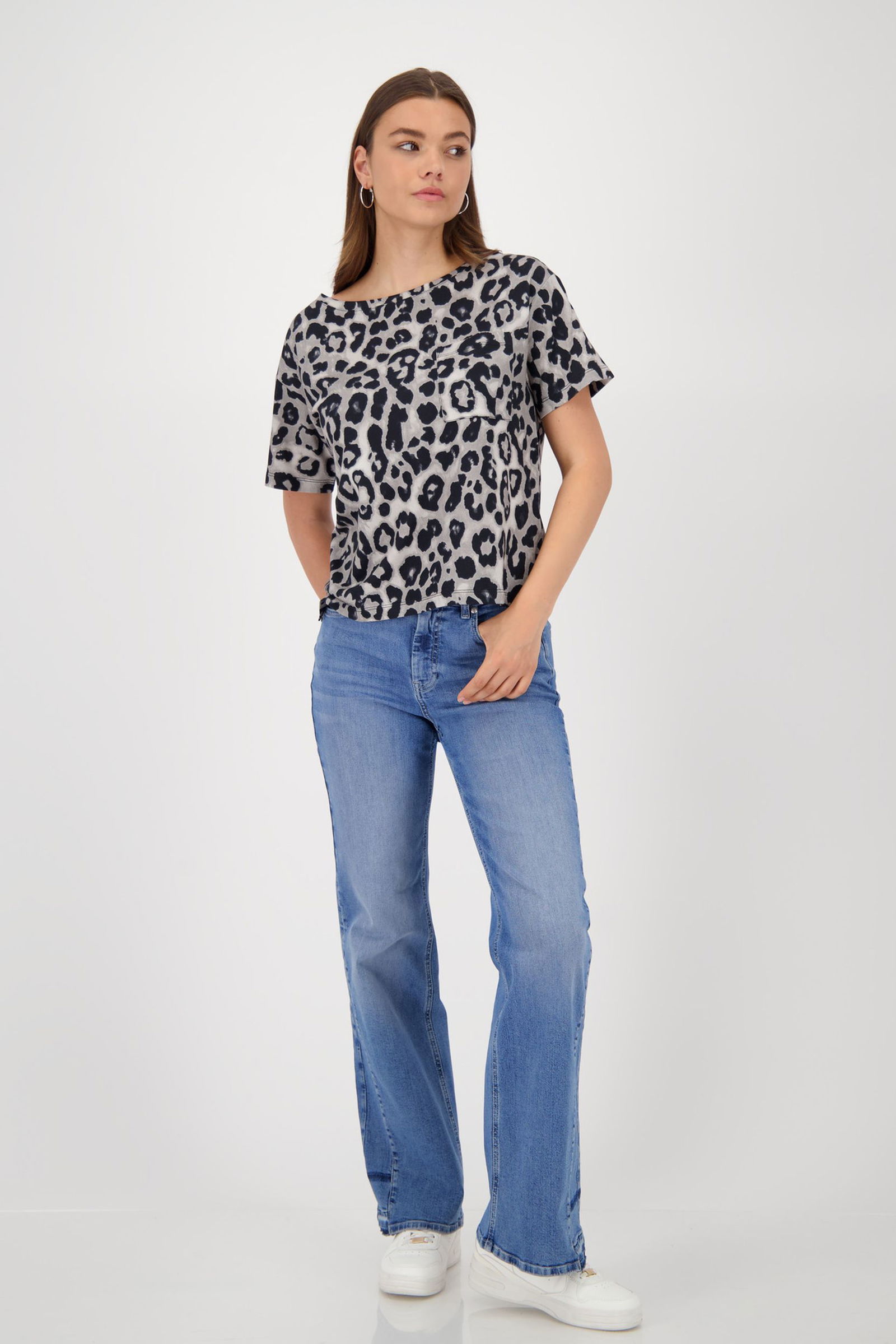 Monari | T-ShirtT-Shirt, greige gemustert | 46 | light sand ringel