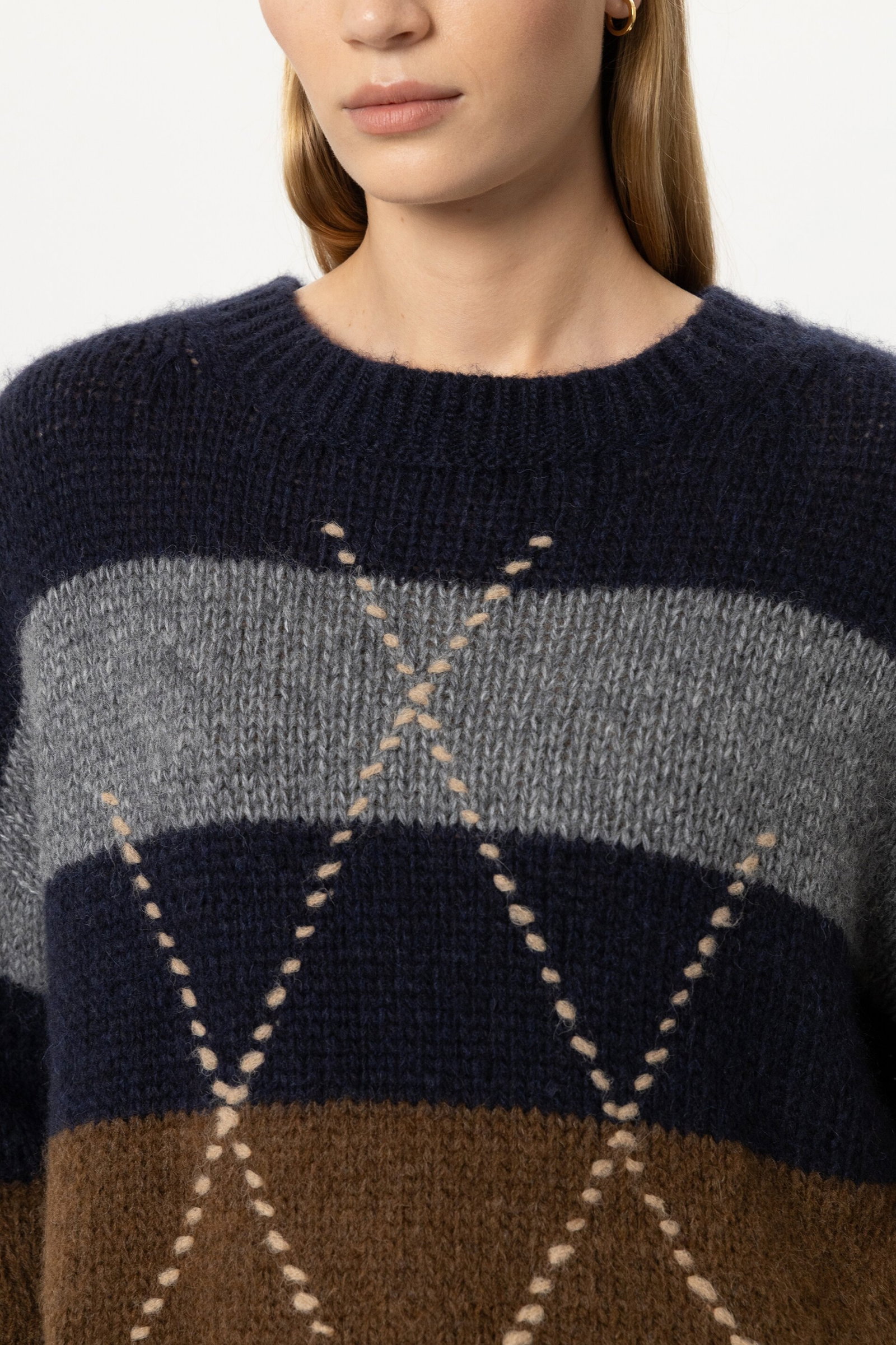 Alpaka-Mix-Pullover mit Muster, winter navy/caramel #4