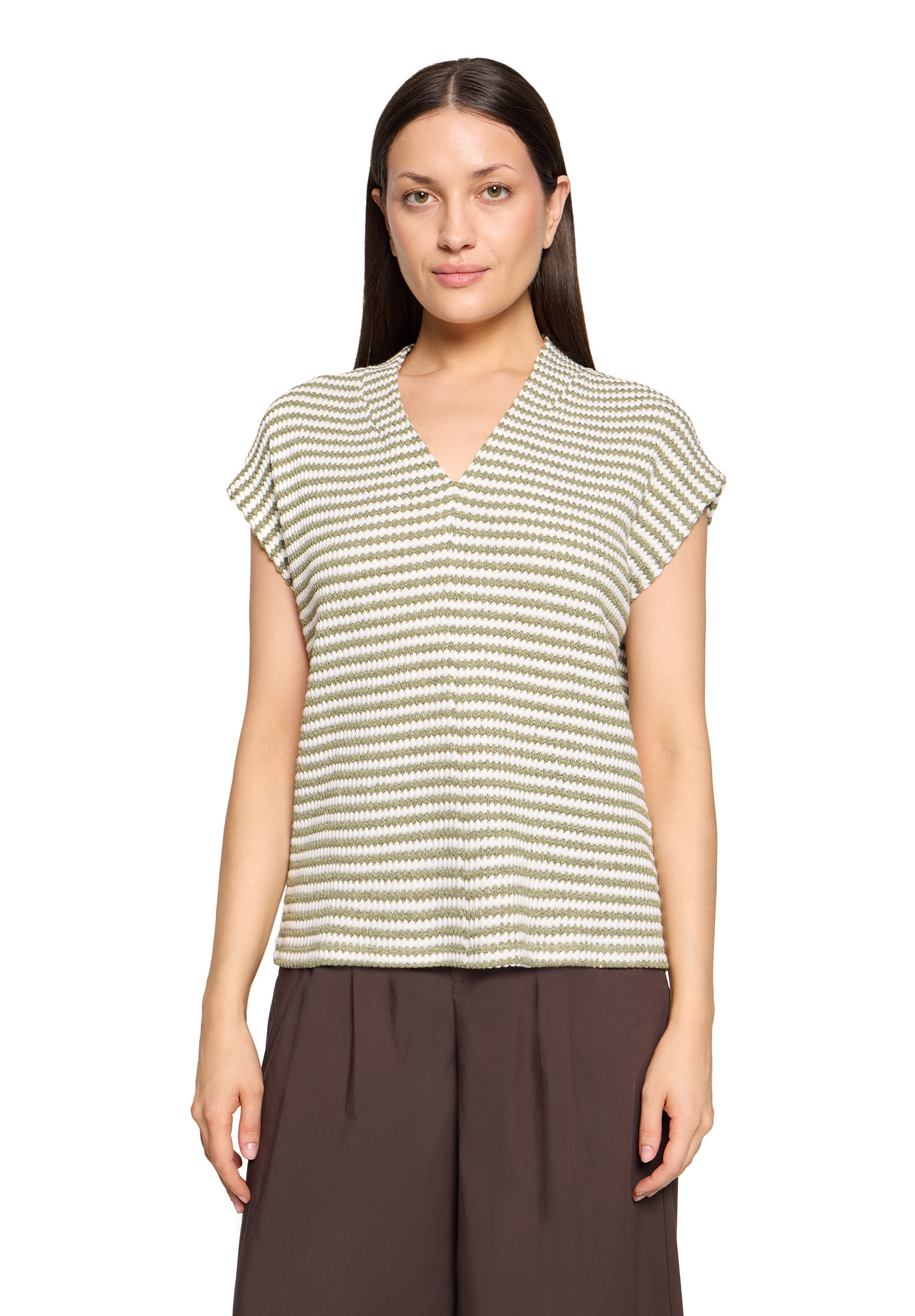 Shirt Kurz 1/2 Arm, Cream/Khaki #3