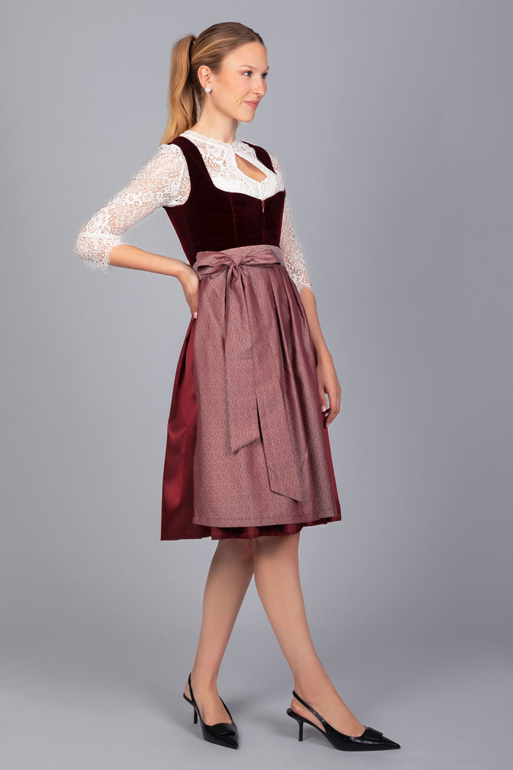 Edelnice Dirndl Mididirndl Lilly aus rotem Samt #6