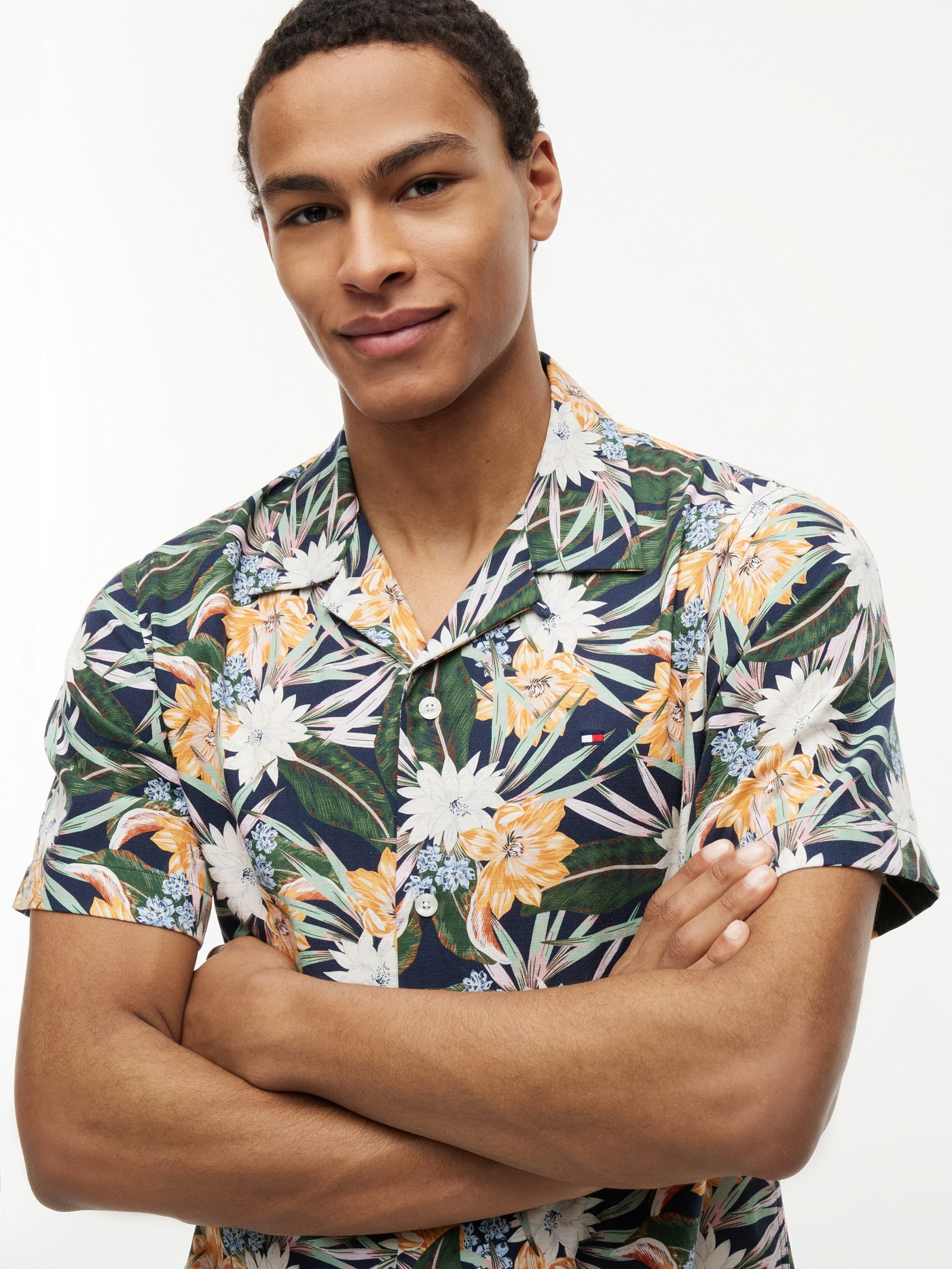 CO LYOCELL FLORAL SS SHIRT, BLUE #3