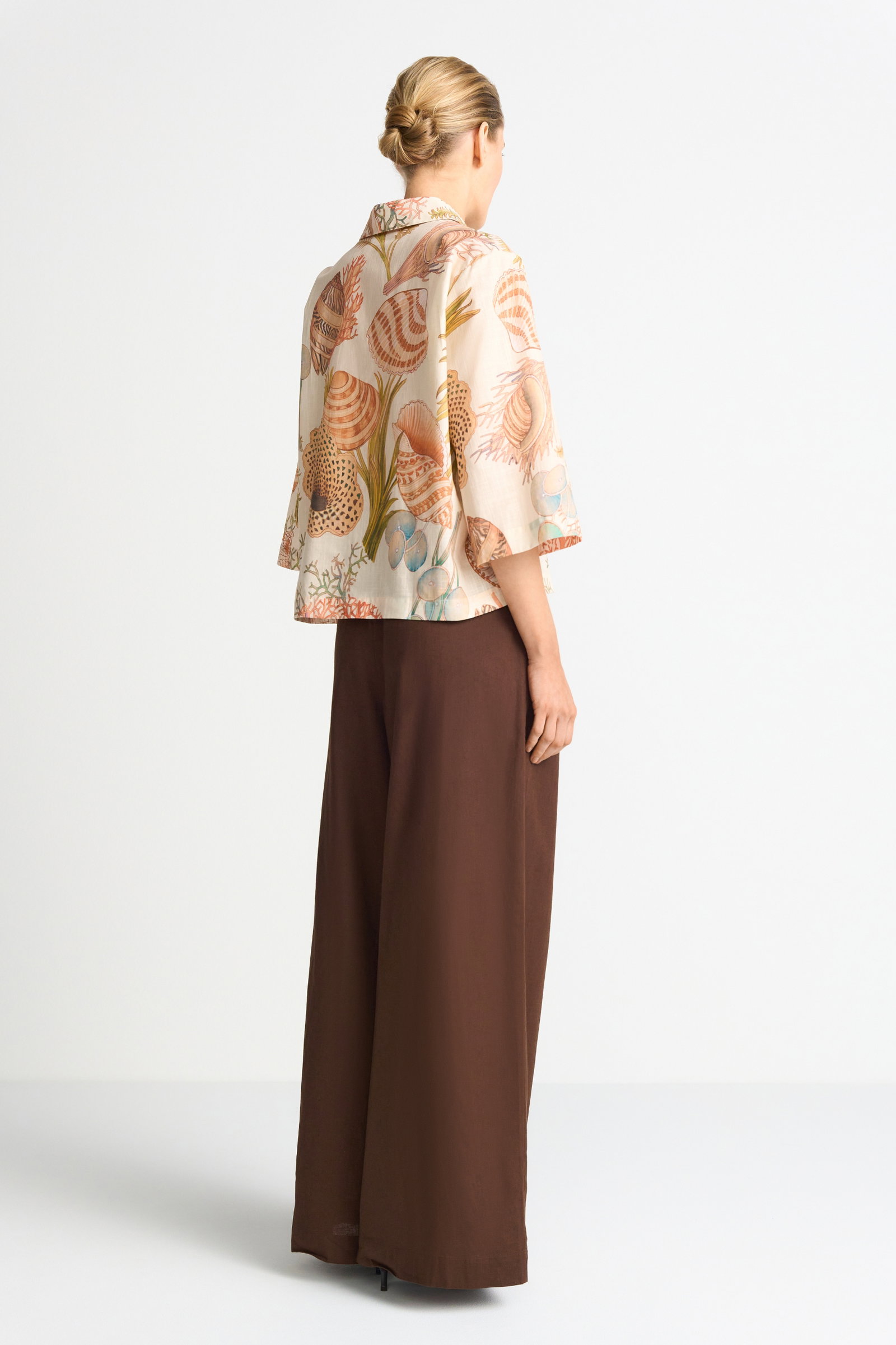 Printed Short Sleeves Blouse, soft papaya #4