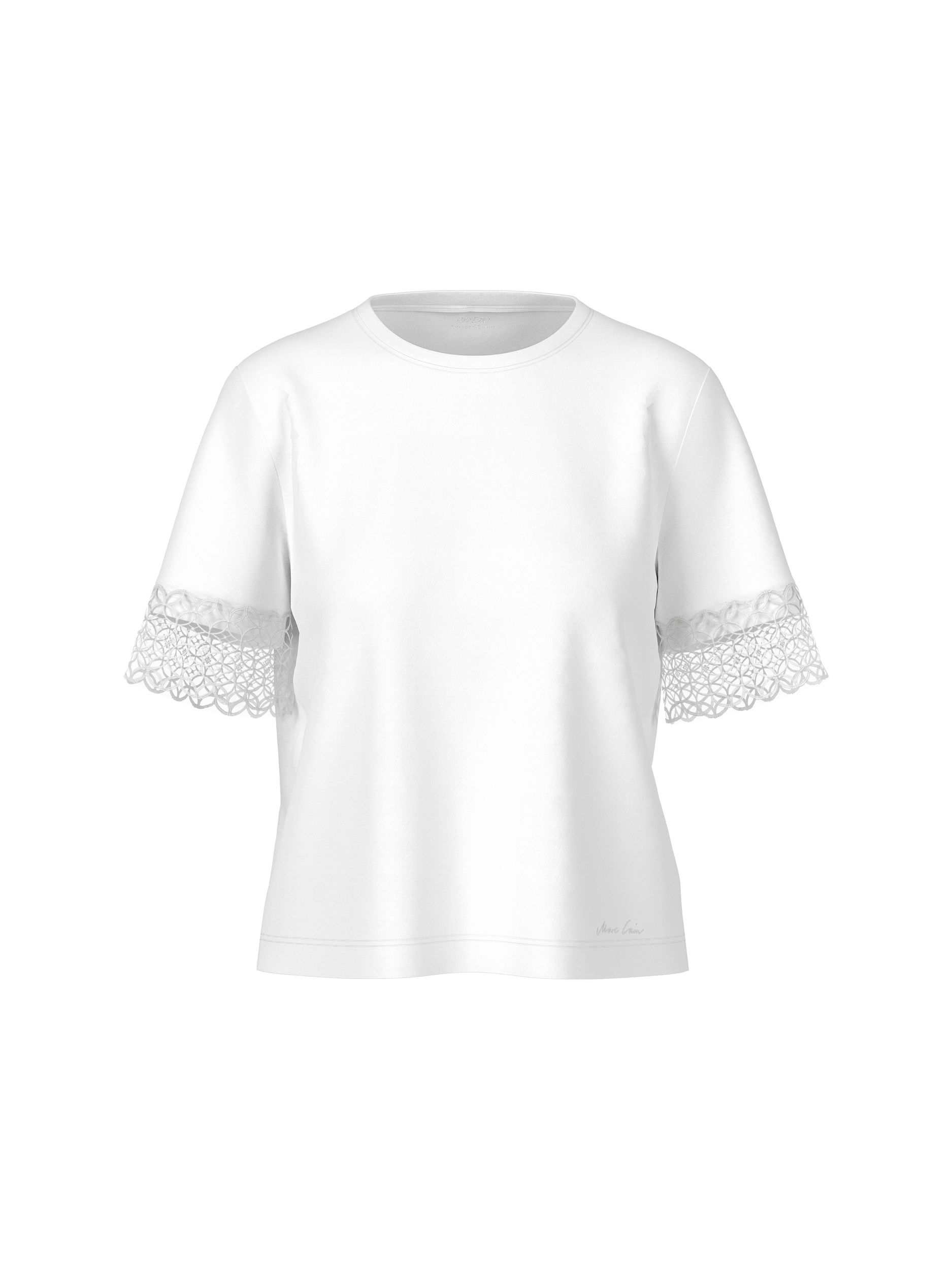 Marc Cain Collections |  T-Shirt mit Spitzenbordüre | 38 | white