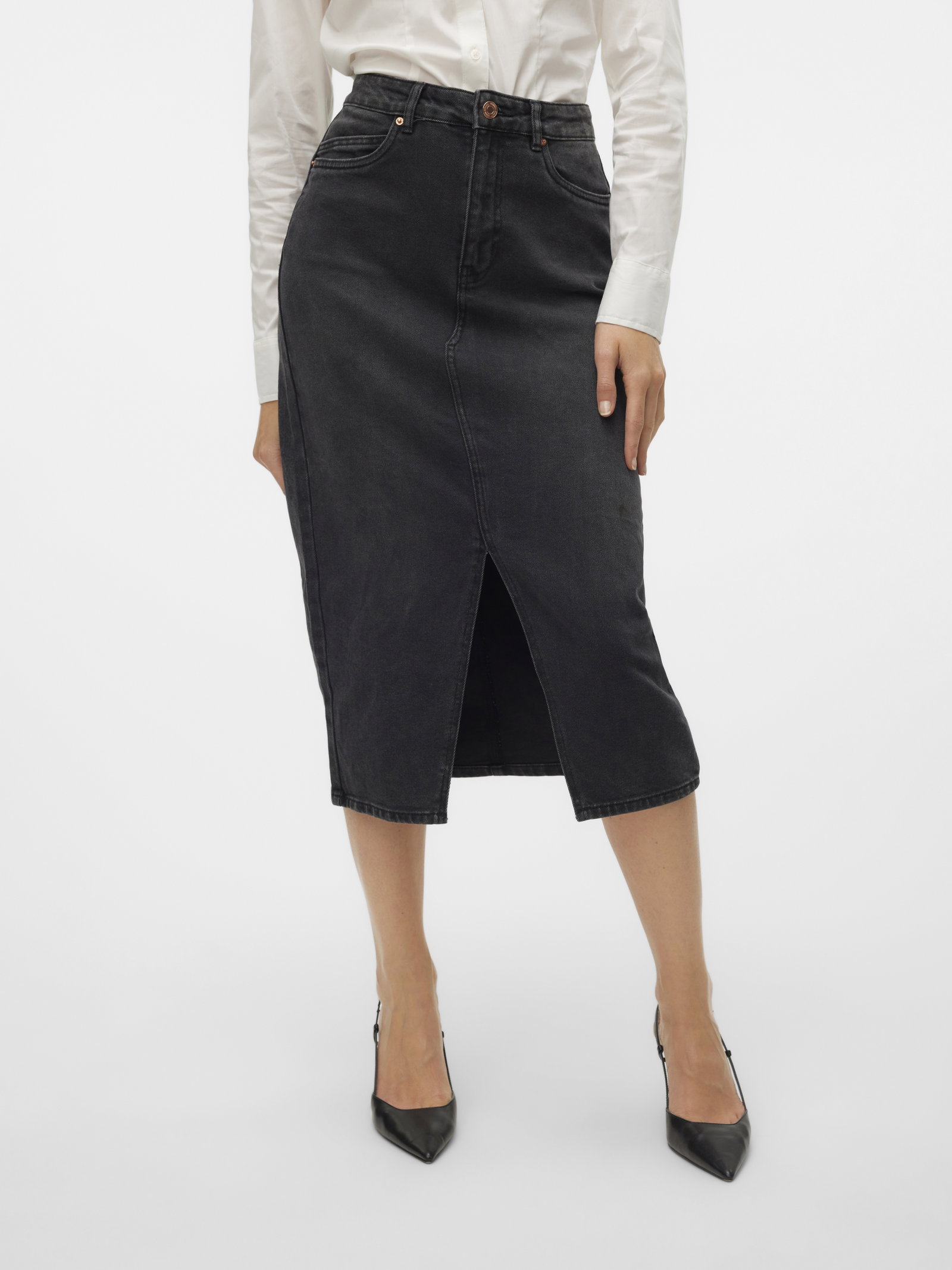 VMVERI HR CALF DENIM SKIRT GA MIX N, Black #6