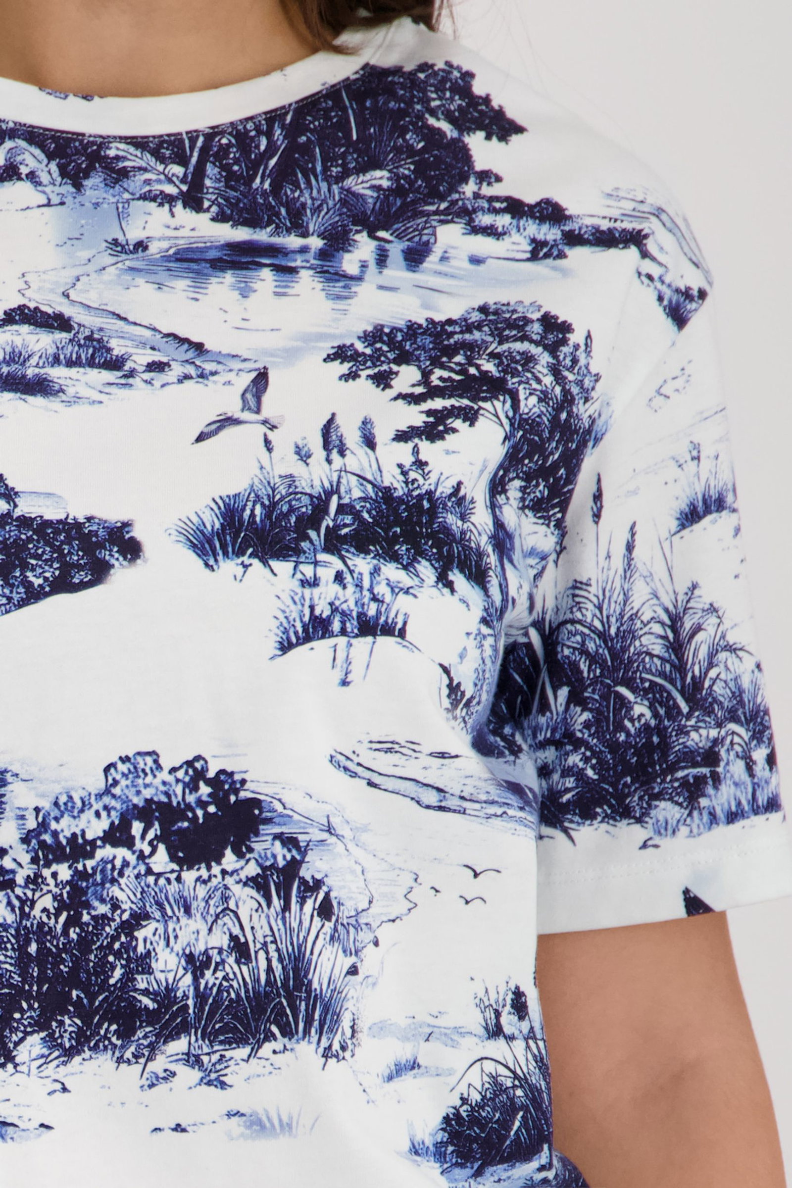 Monari |  T-Shirt, marine gemustert | 36 | marine gemustert