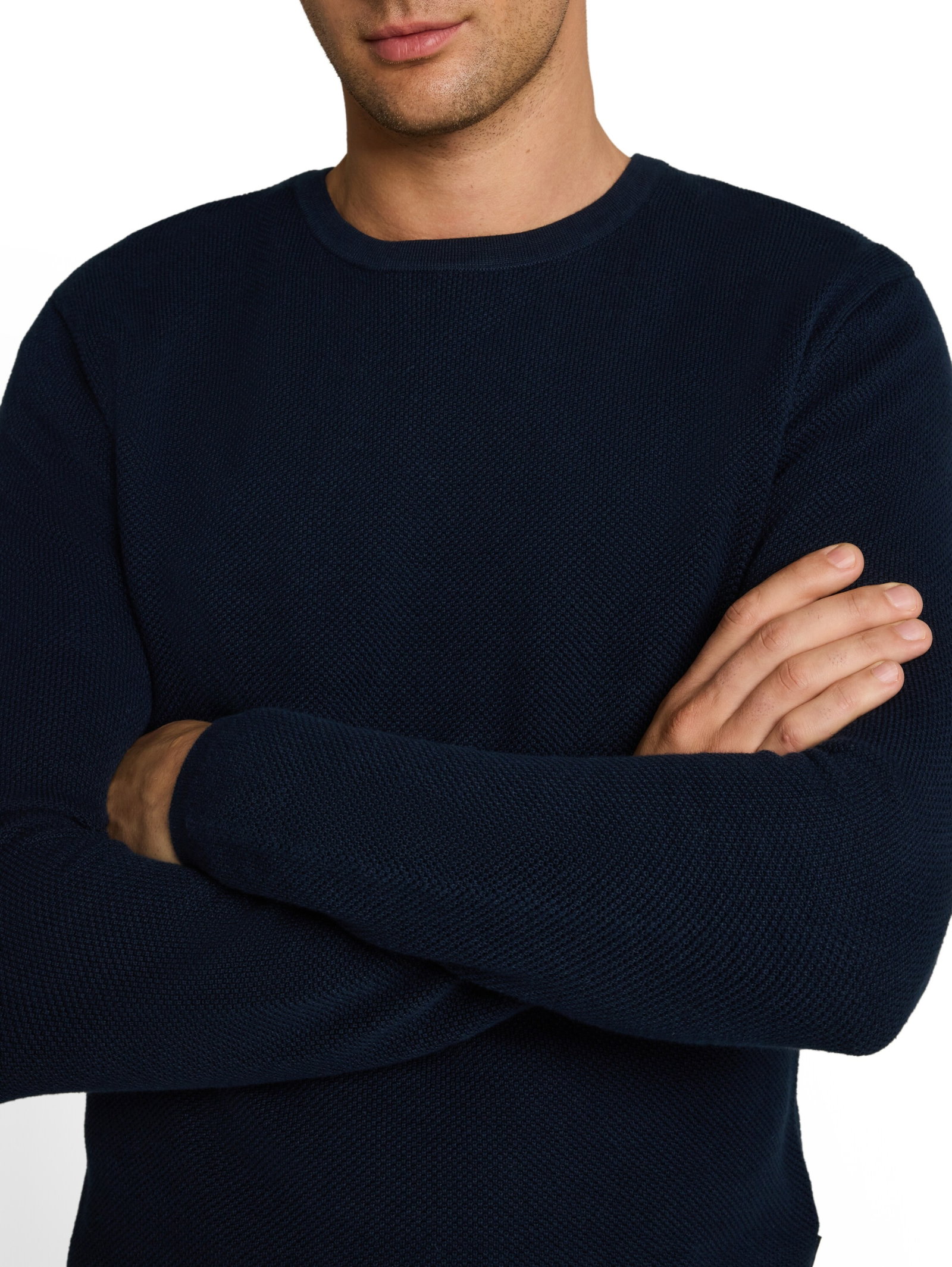 basic structred crew neck knit, sky captain blue #6