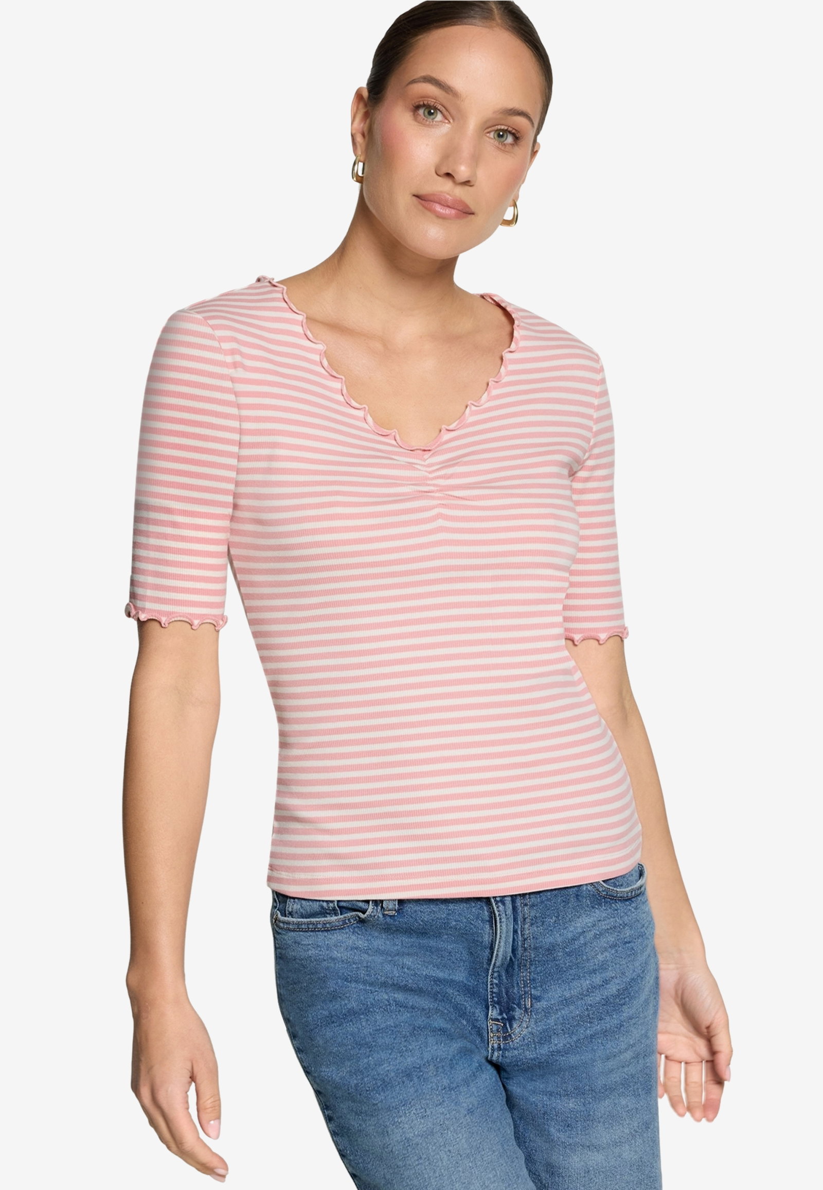 Shirt Kurz 1/2 Arm, Rosé/Cream #2