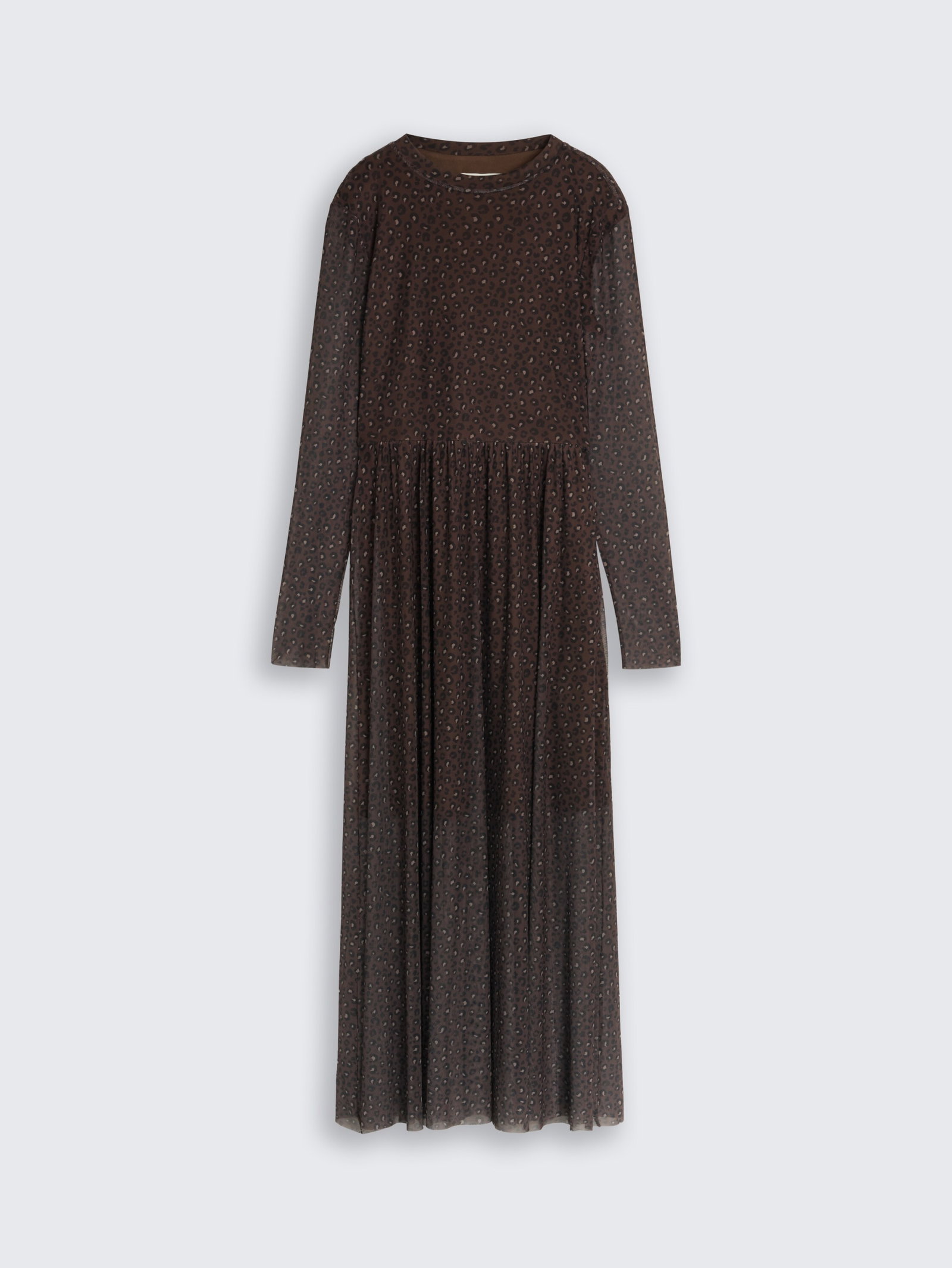 midi mesh dress with short lin, brown black leo print #7