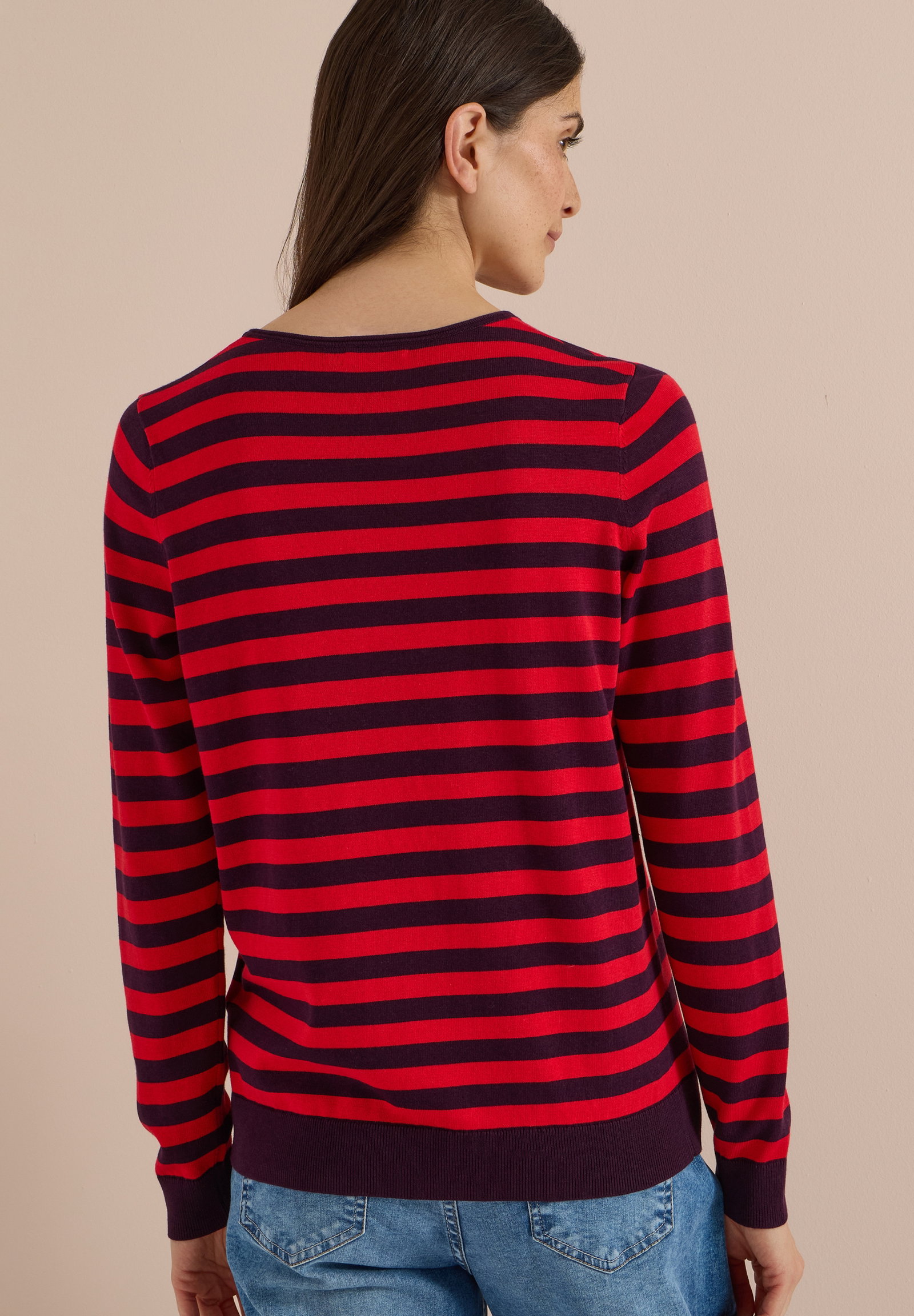 TOS_Striped Roundneck, eggplant red #4