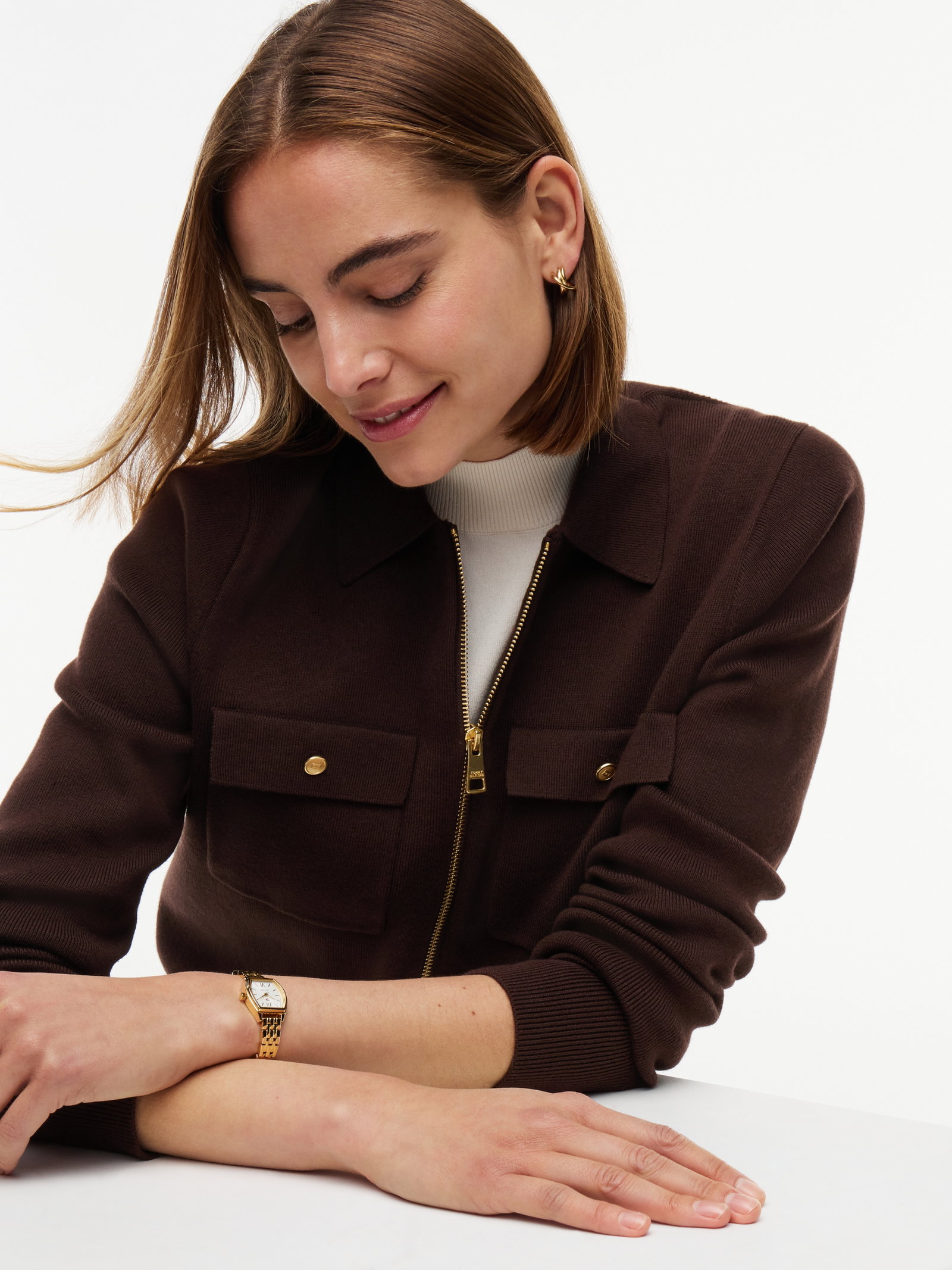COTTON FULL NEEDLE REG JACKET, BROWN #3