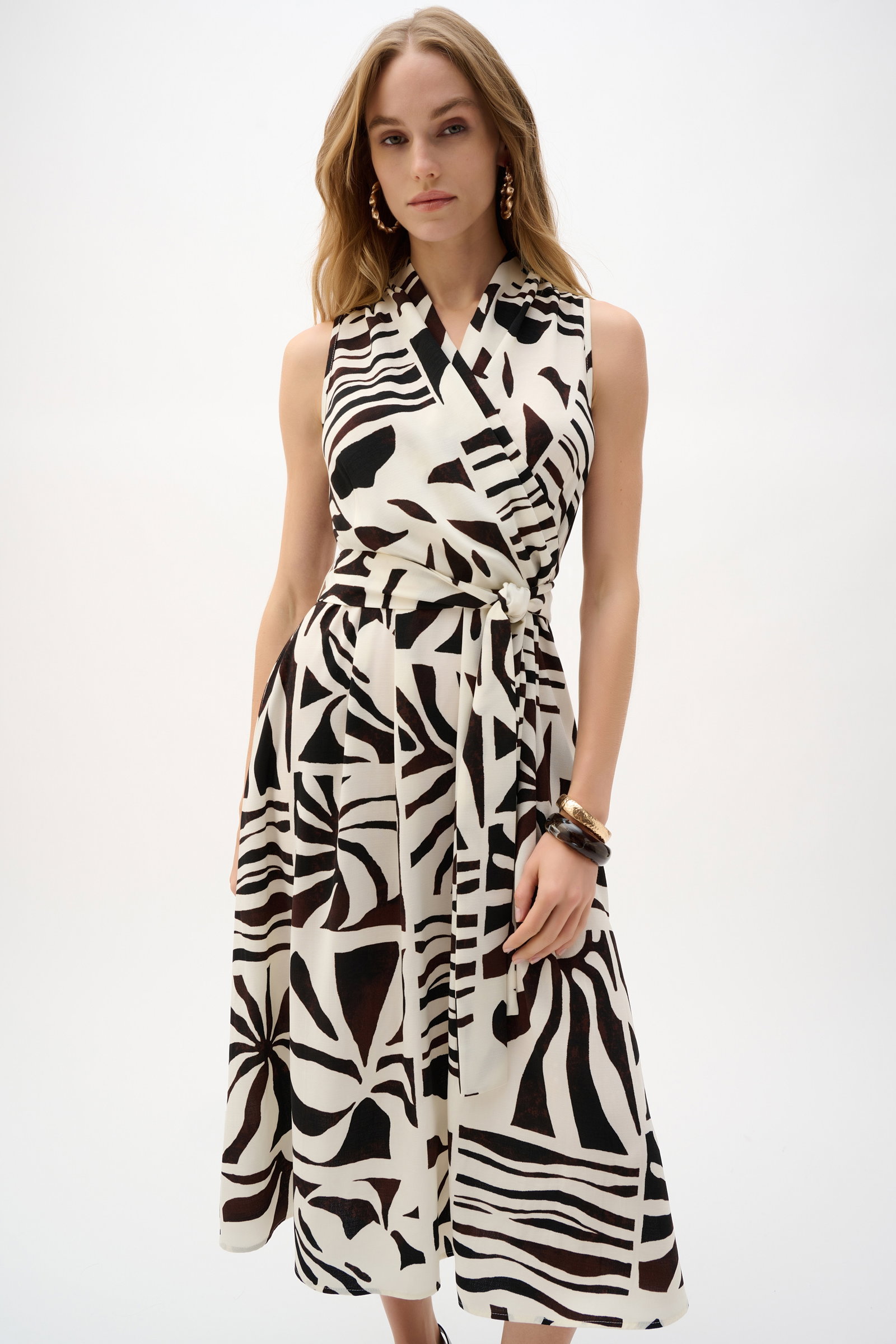 Joseph Ribkoff Midikleid Wickelkleid mit Gürtel und abstraktem Muster #2