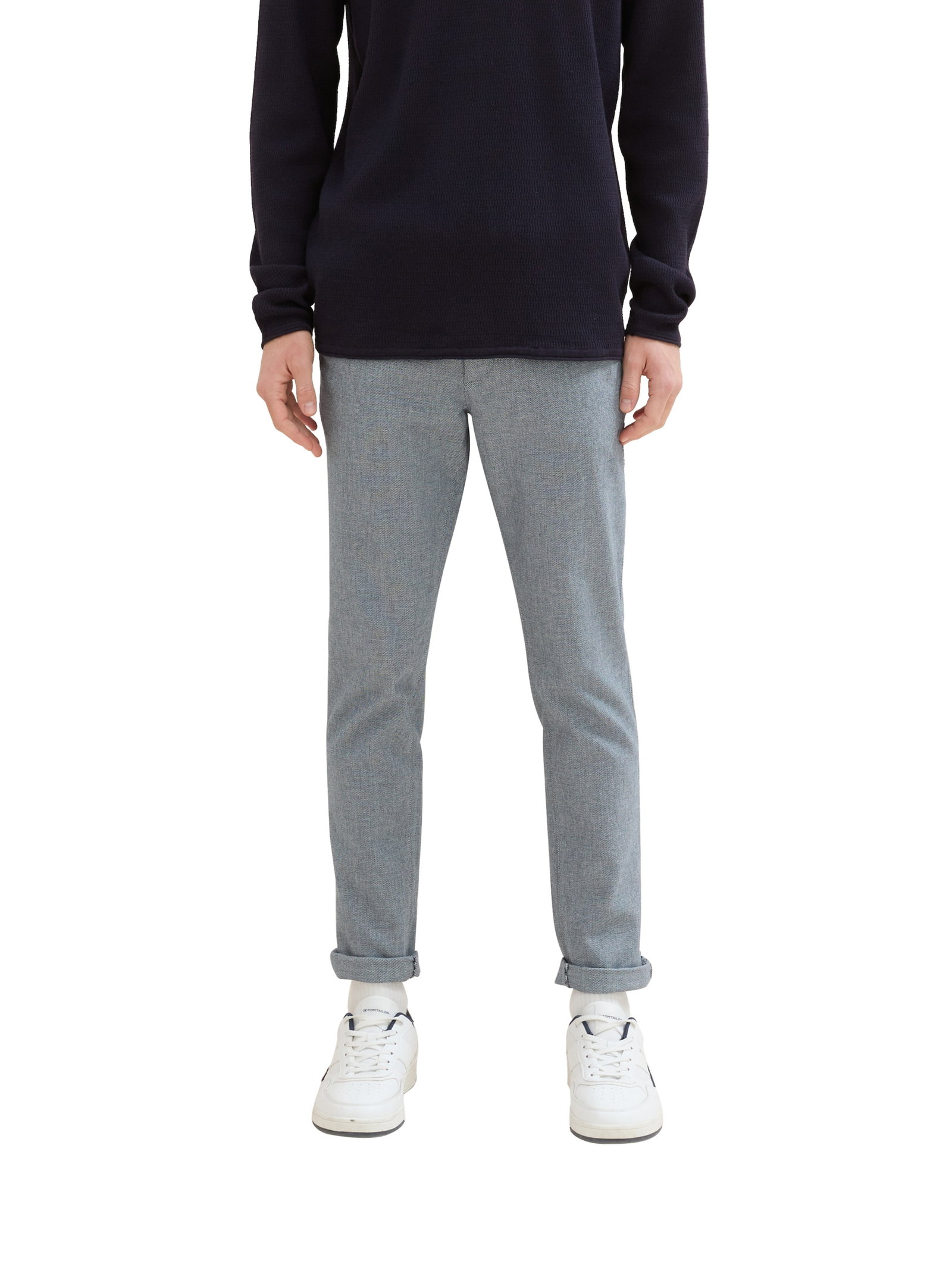 structured straight chino, white navy dobby yarn dye #2