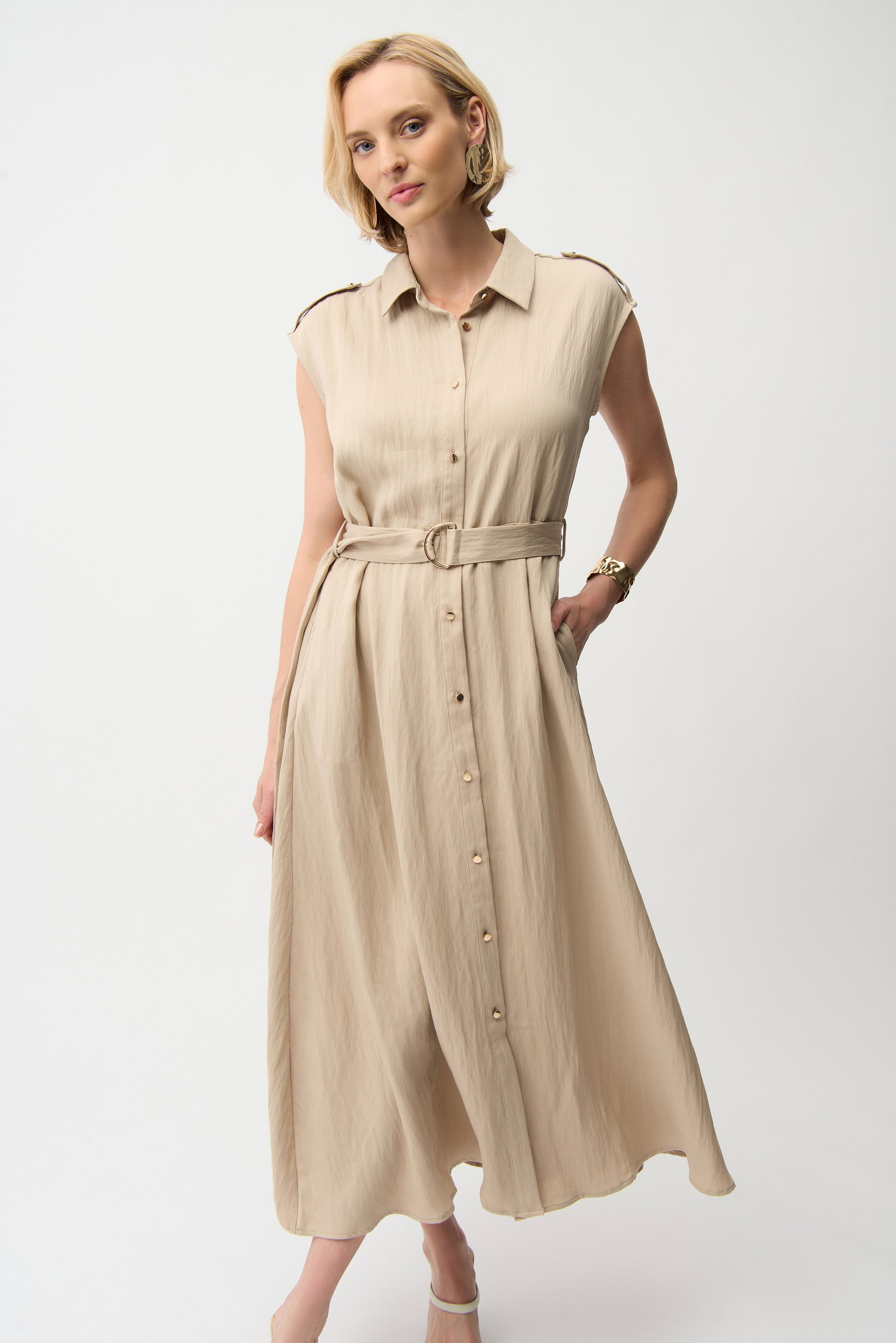 Joseph Ribkoff strukturiertes Hemdblusenkleid mit Schärpe #4