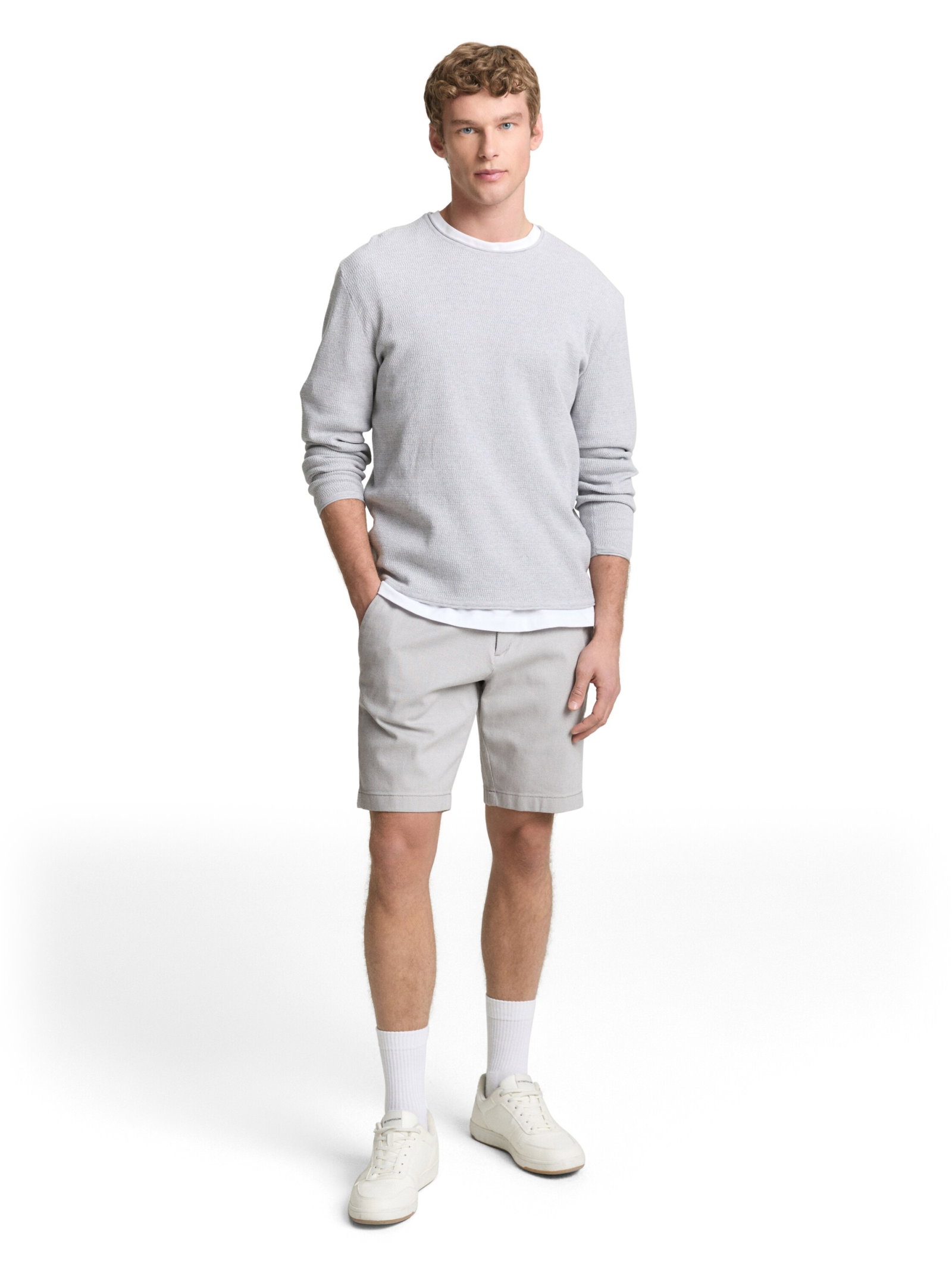regular structured chino short, grey white twill structure #5