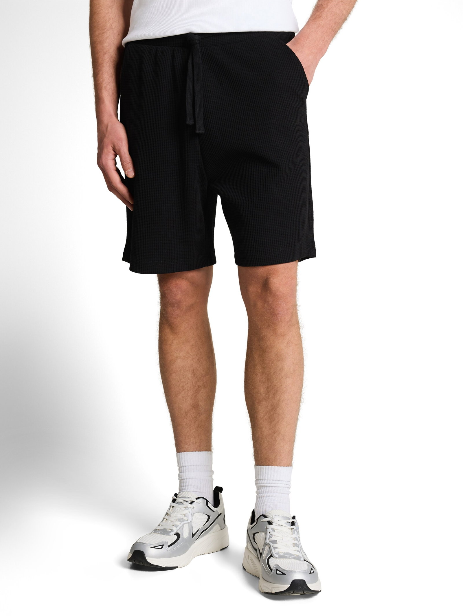 relaxed structured sweat short, Black #2