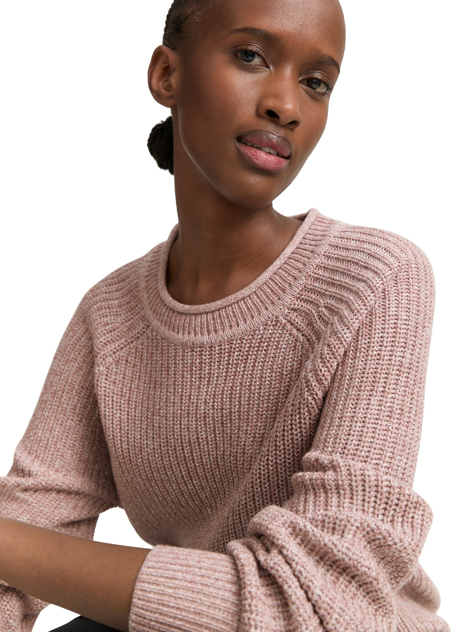 crew neck pullover, Antique Rose Melange #6