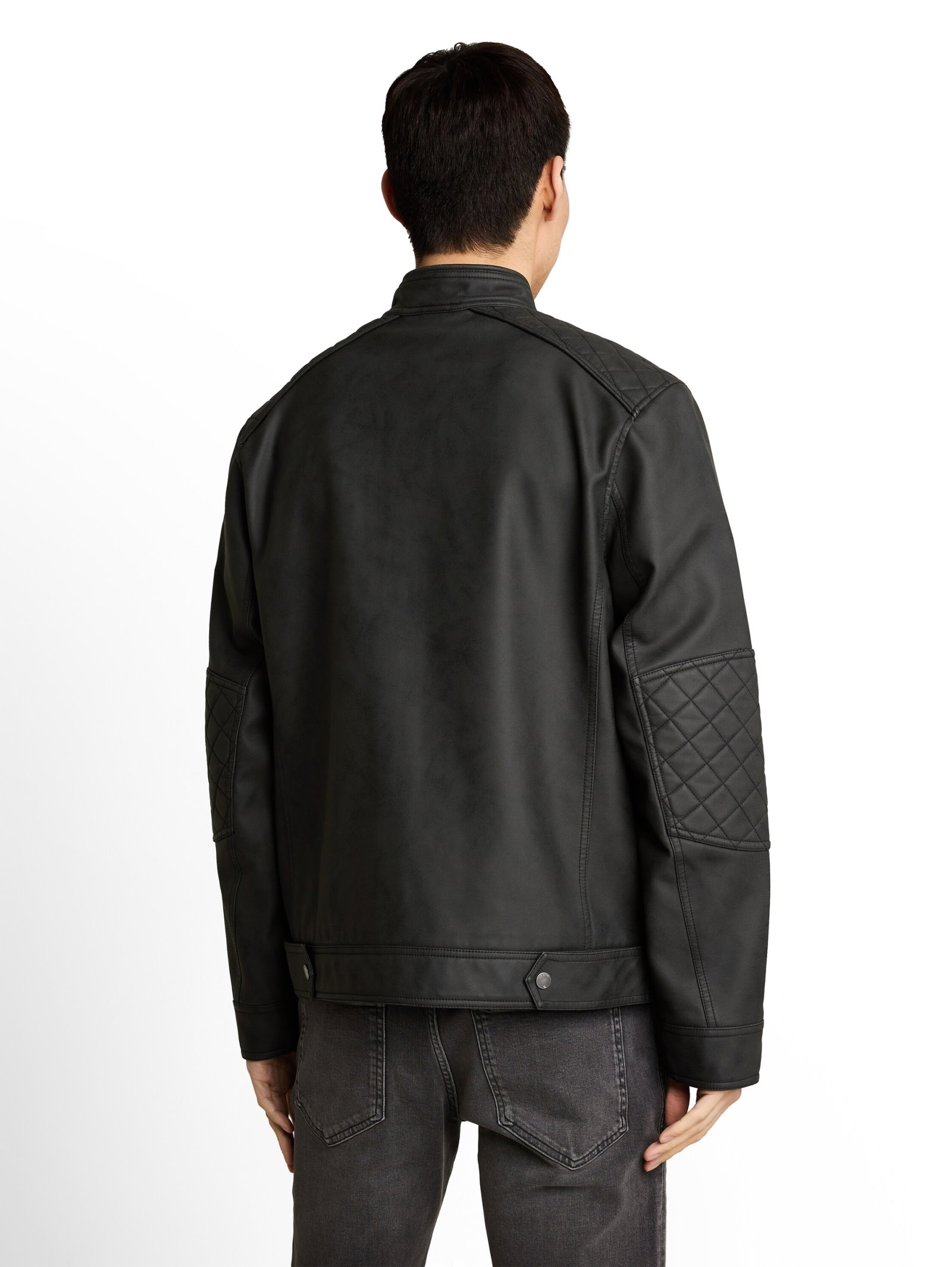 faux velour touch leather jack, Black #4