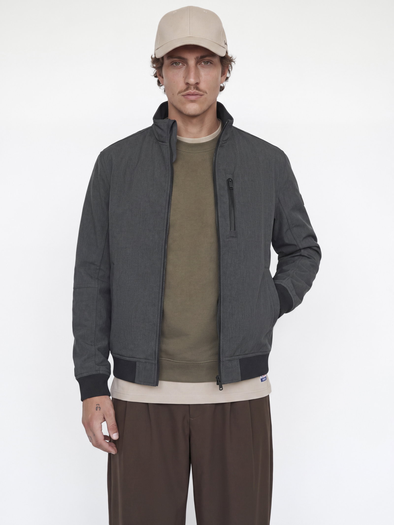 JJELIAM SOFTSHELL BOMBER NOOS, Dark Grey Melange #2