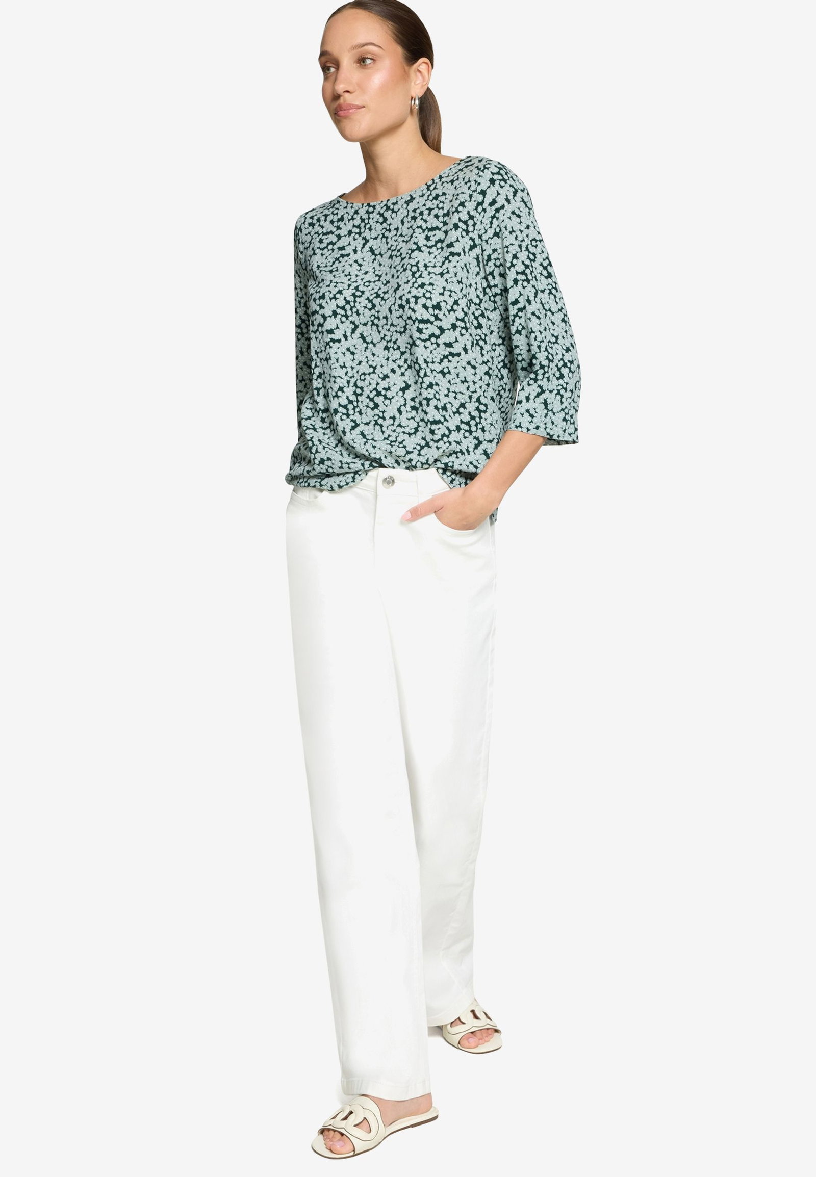 Zero |  Zero Druckbluse  | 40 | dark green/blue