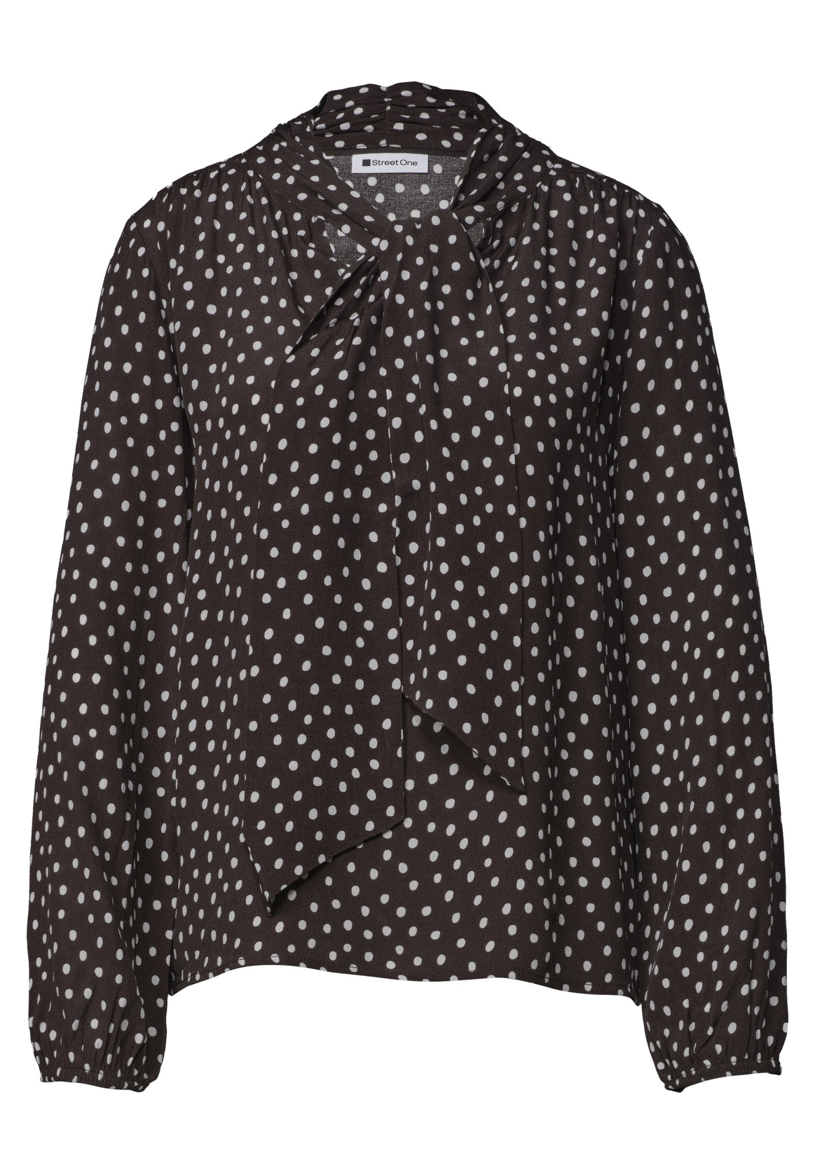 Printed blouse w tie detail, black coffee #1