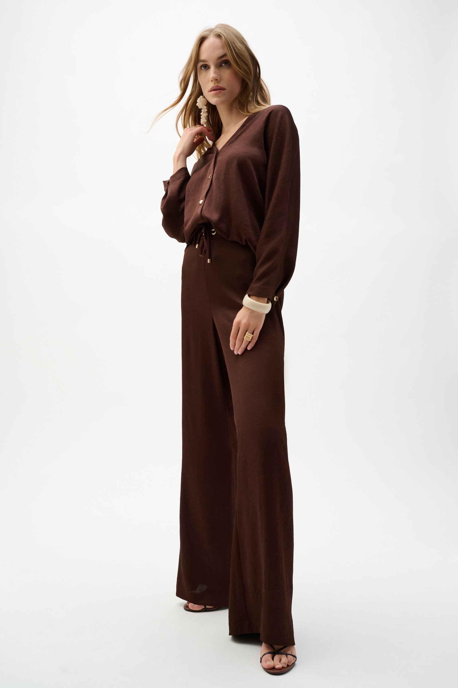 Joseph Ribkoff High-Waist-Hose mit weitem, Mahagoni #3