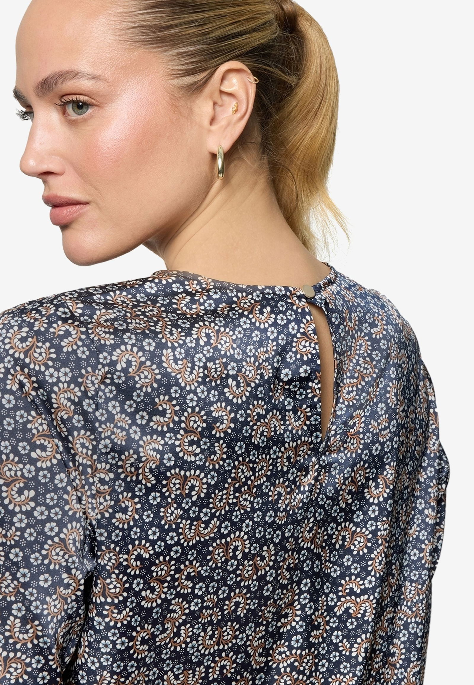 Zero |  Zero Druckbluse  | 34 | dark bluecream