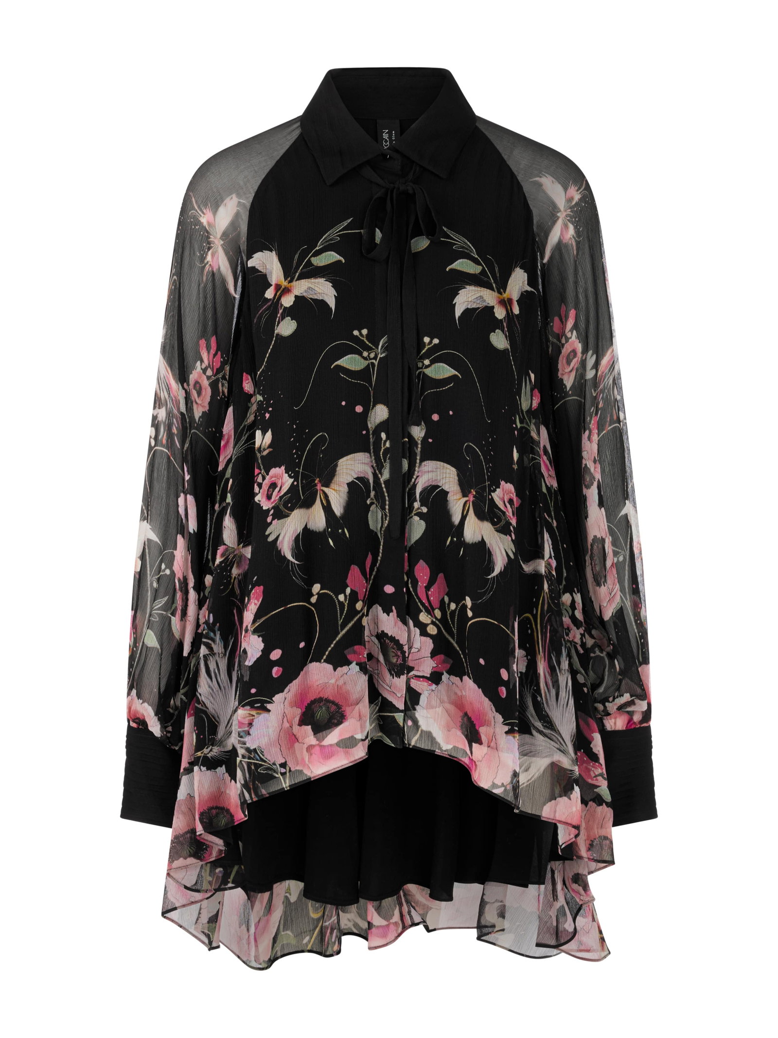 Lange Bluse mit Blumenmuster #1