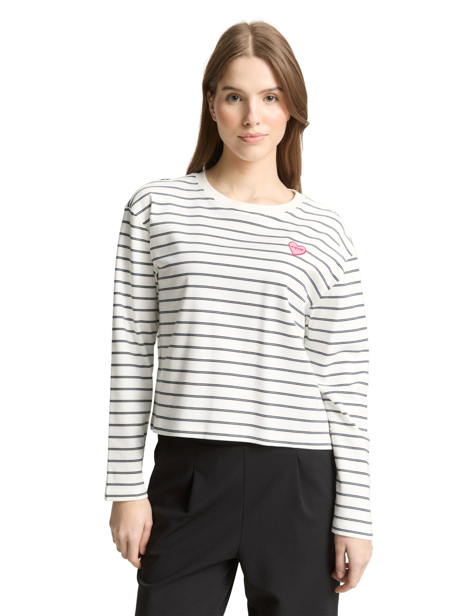 striped interlock T-shirt, off white navy stripe #6
