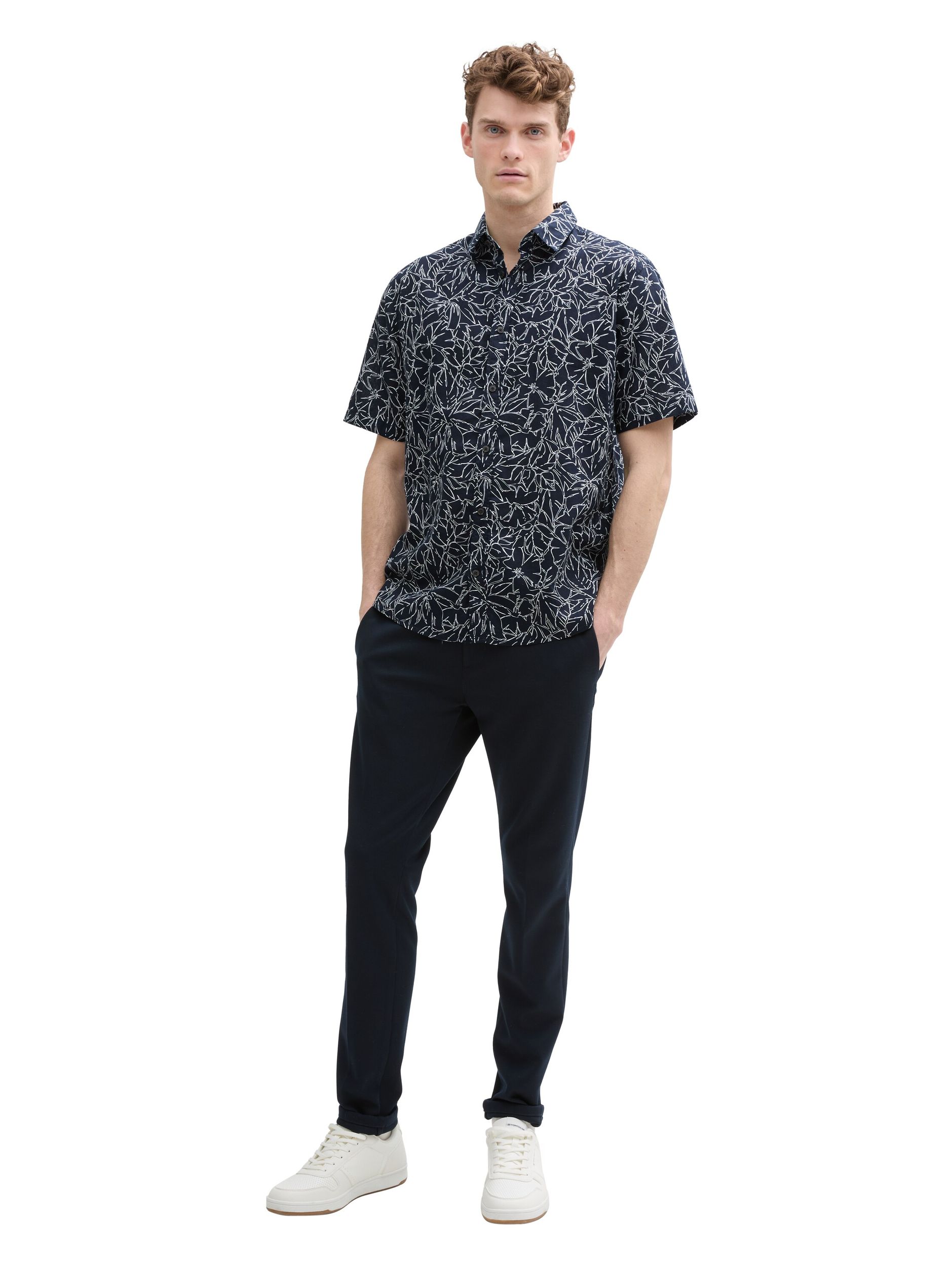 Tom Tailor |  Tom Tailor Hemd Slim Fit  | XL | navy outline flower design