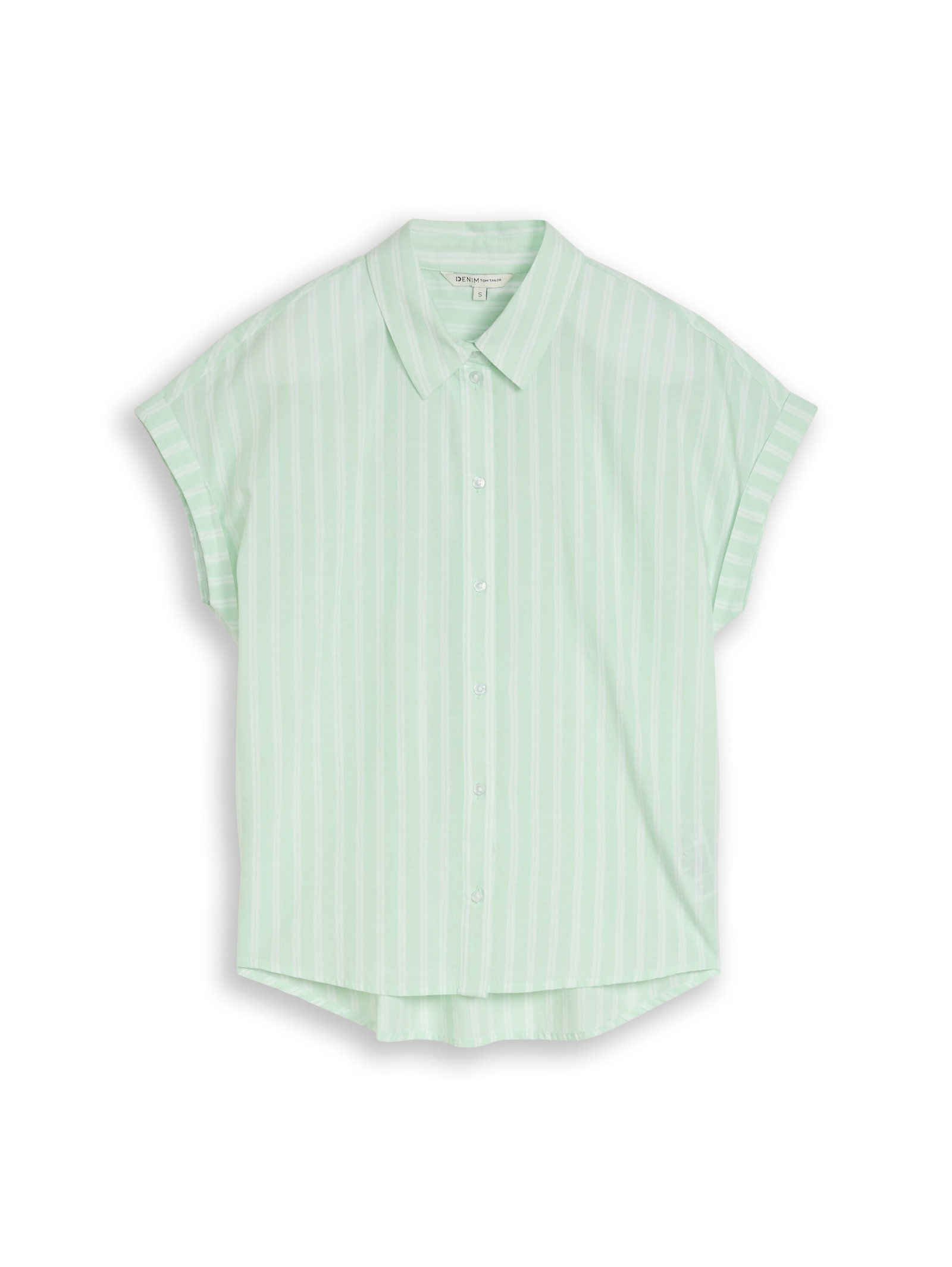 shortsleeve cotton shirt, matcha green white stripe #1