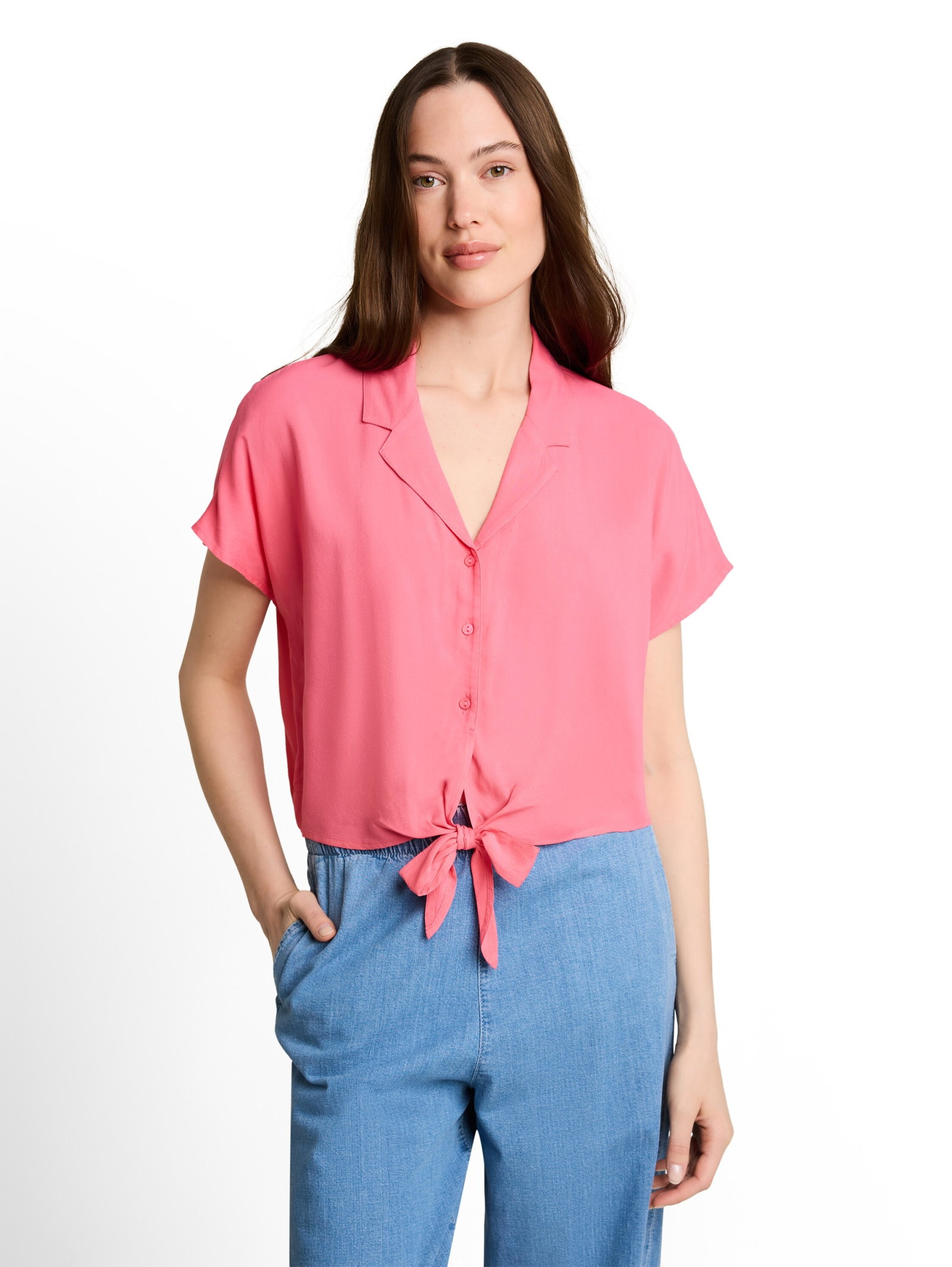 resort shirt with knot, soft bright pink #5