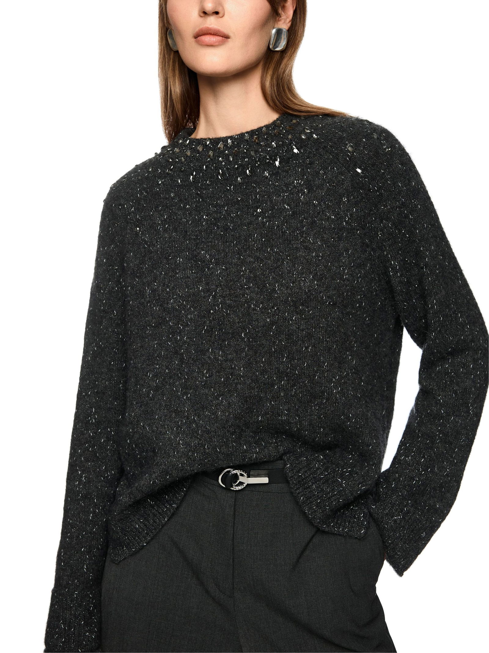 Marc Cain Collections | Marc Cain Alpakamix-Pullover mit Glitzer-Details | 38 | 1326_842