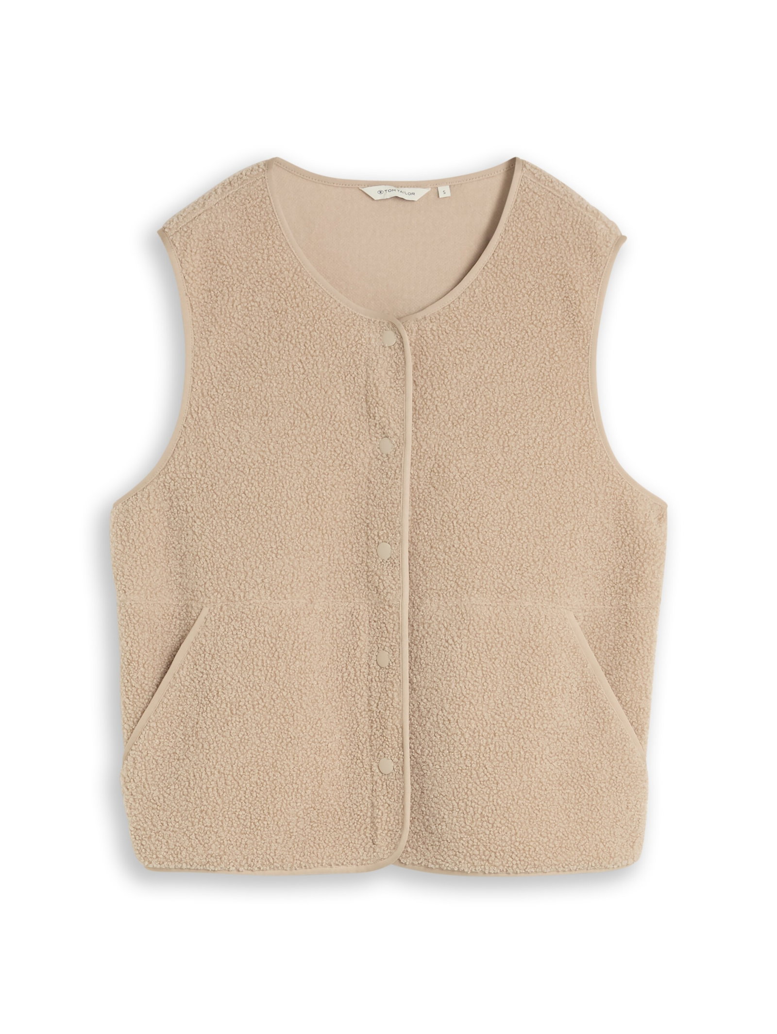 Sweatvest teddy with buttons, Gravel Beige #1