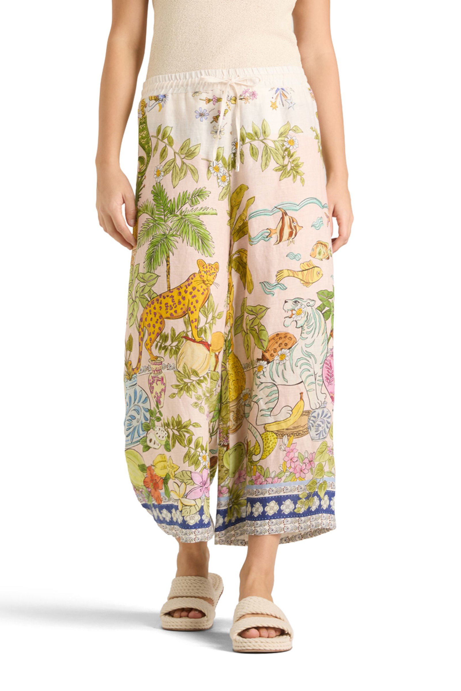 Cambio |  Cambio Leinenhose  | 42/26 | colourfull indian jungle