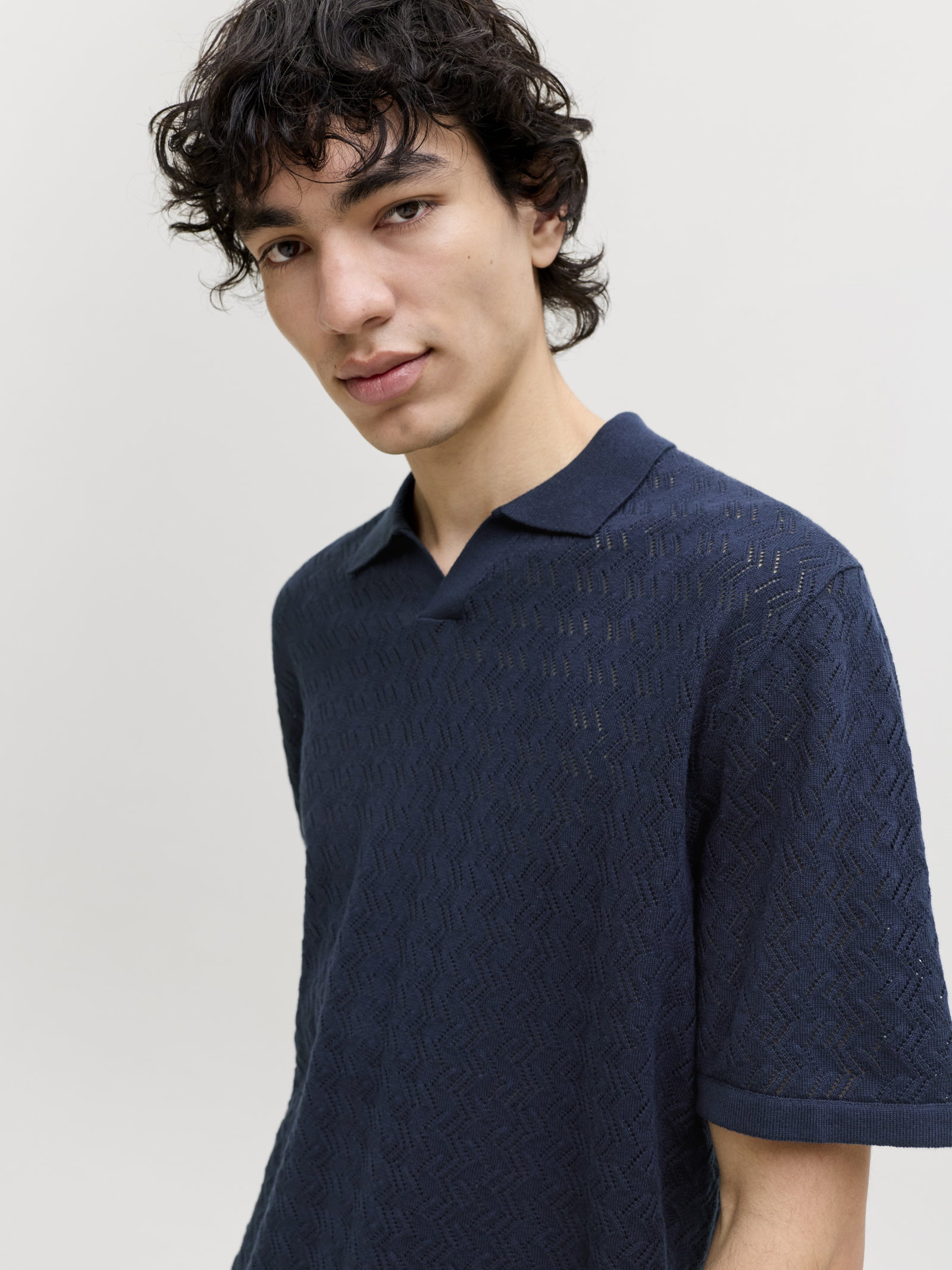 JORTYLER KNIT SS SPLIT NECK POLO SN, Sky Captain #7