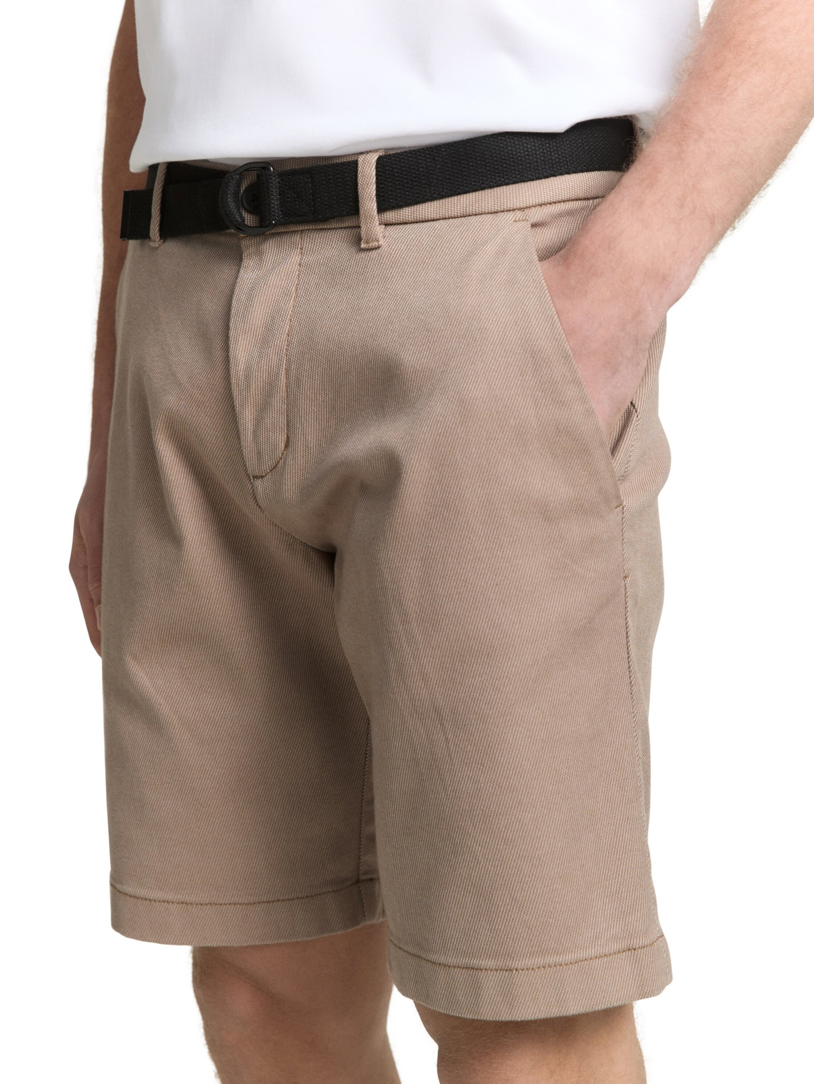 regular structured chino short, beige tonal twill structure #6