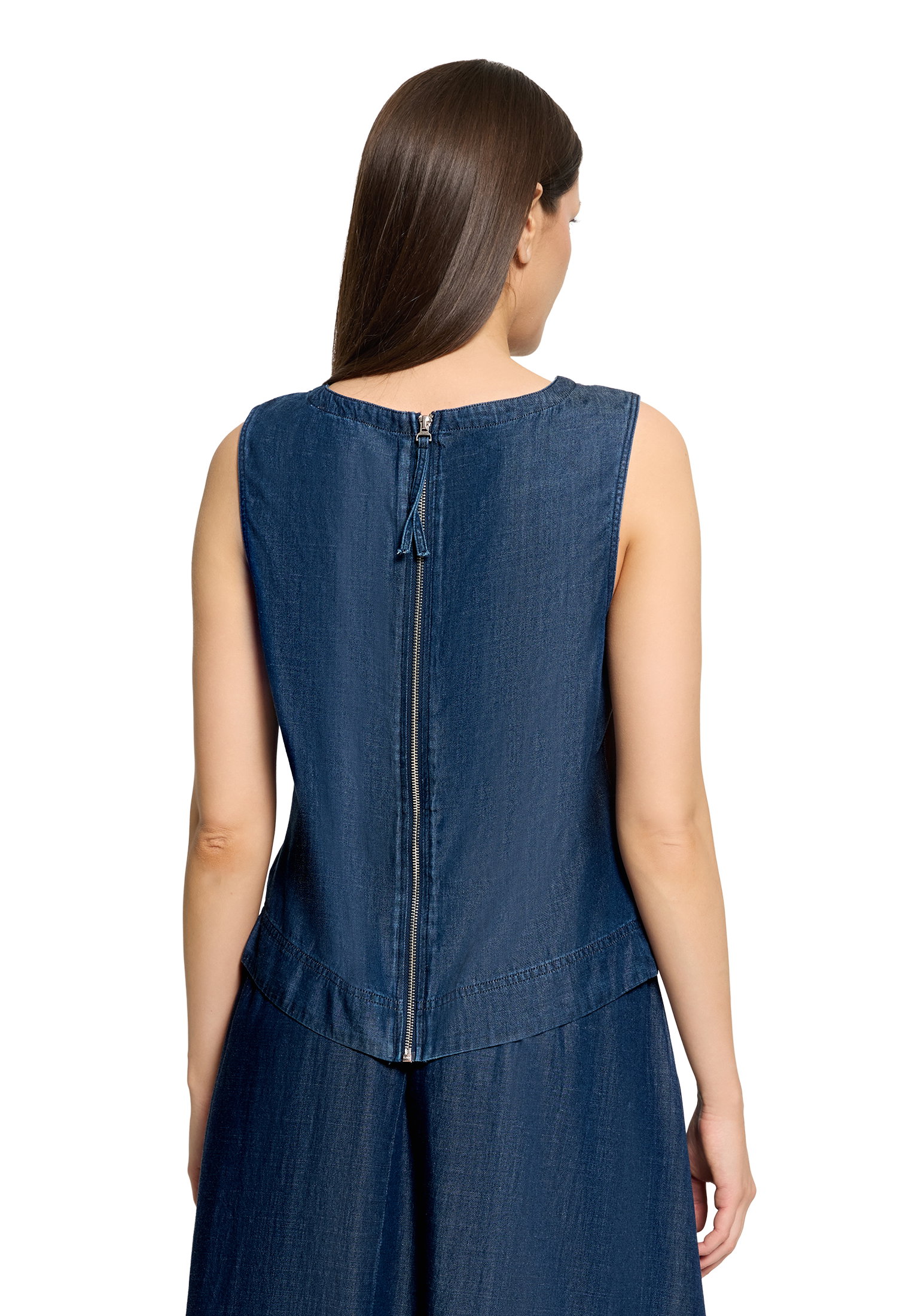Bluse Kurz ohne Arm, Dark Blue Denim #4