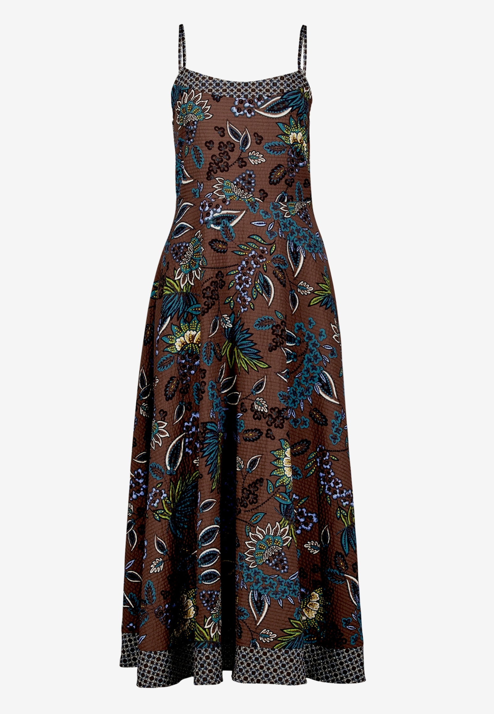 Kleid Lang ohne Arm, Brown/Petrol #1