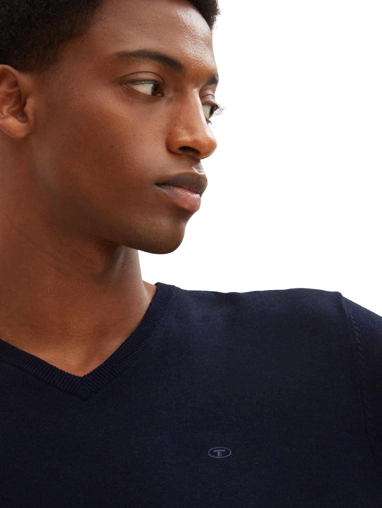 Tom Tailor basic v neck sweater, Knitted Navy Melange #6