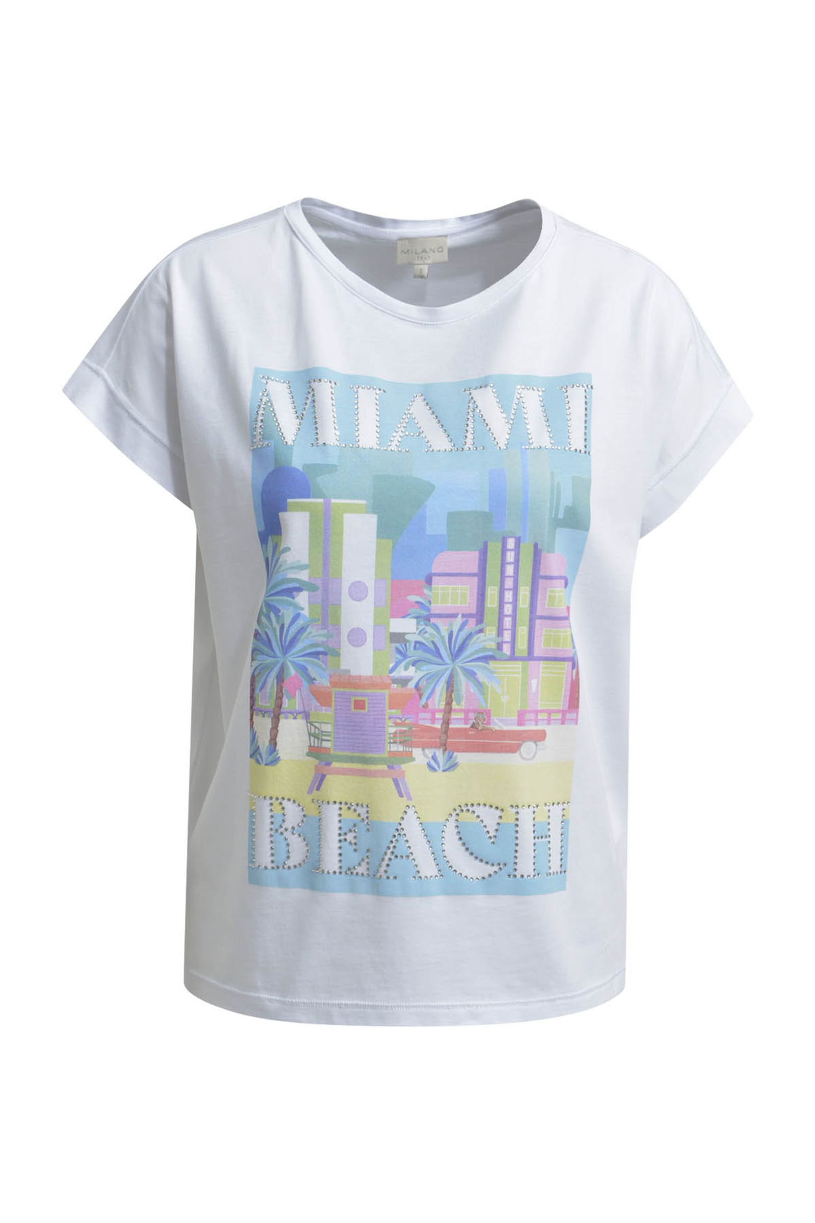Milano |  Shirt w roundneck + oversized shoulder | L | white
