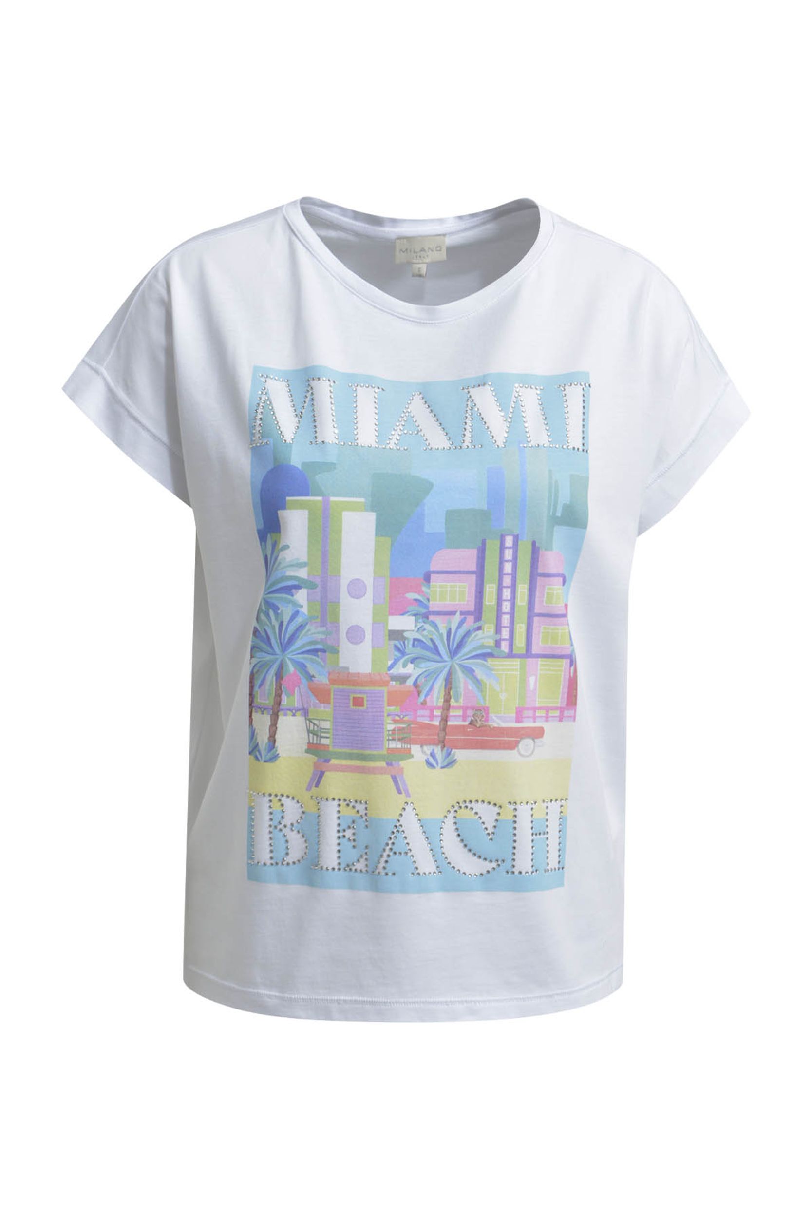 Milano |  Shirt w roundneck + oversized shoulder | L | white