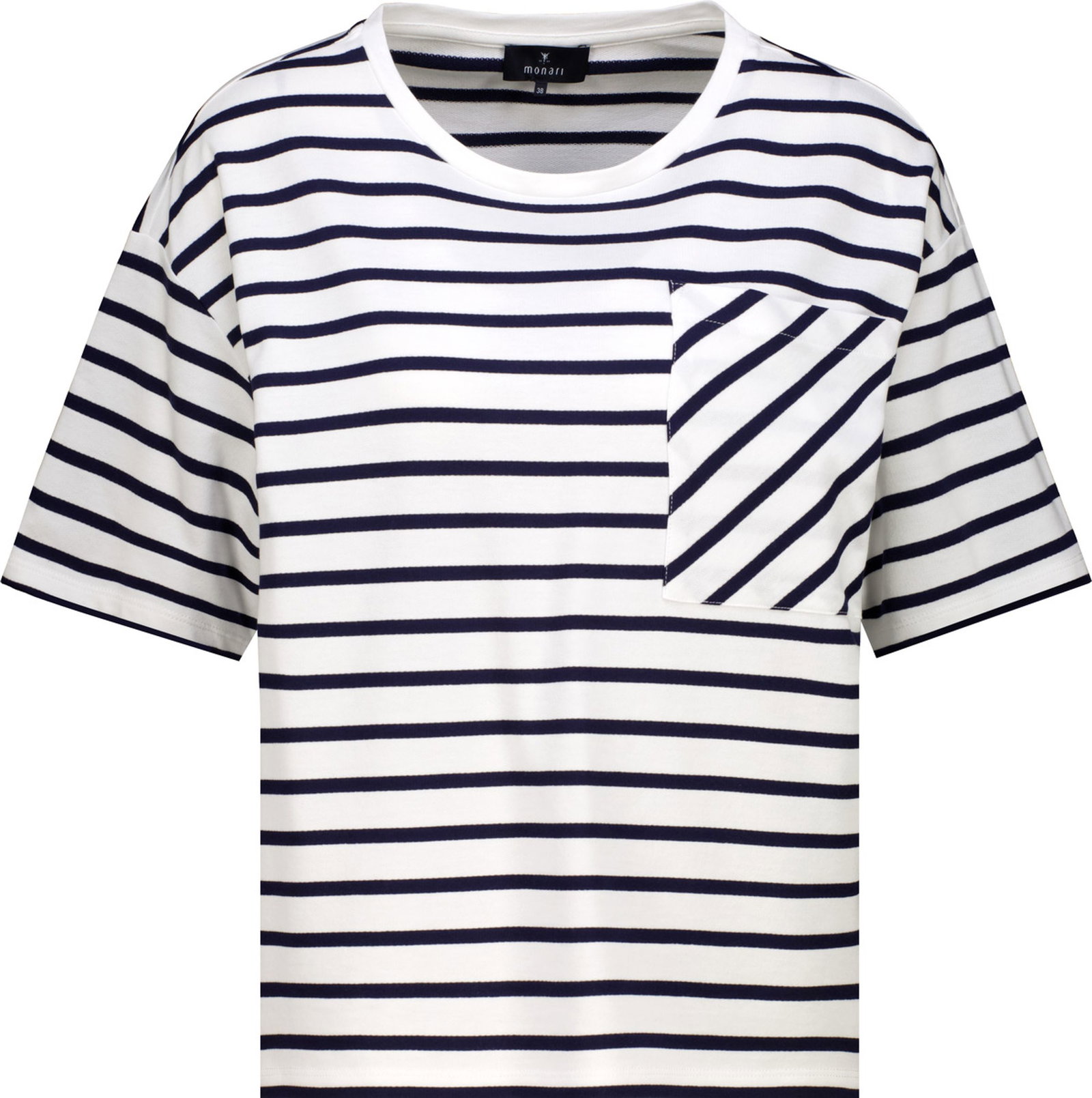Monari |  T-Shirt, marine ringel | 44