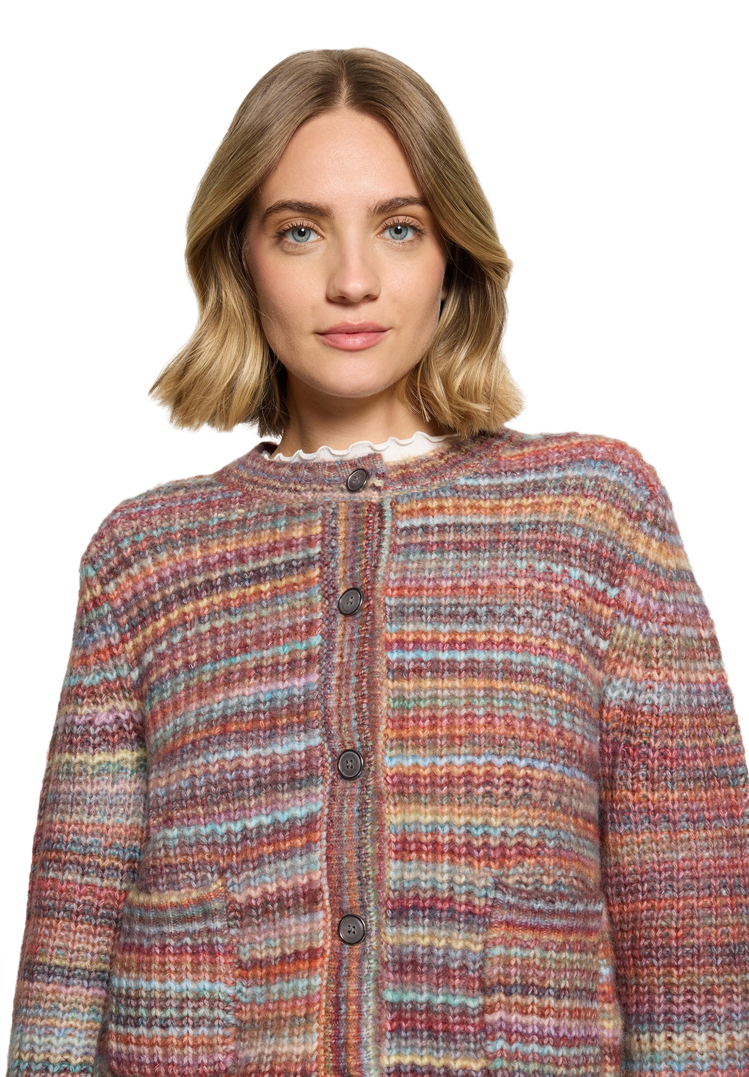 Strickjacke Kurz 1/1 Arm, Pink/Green #6