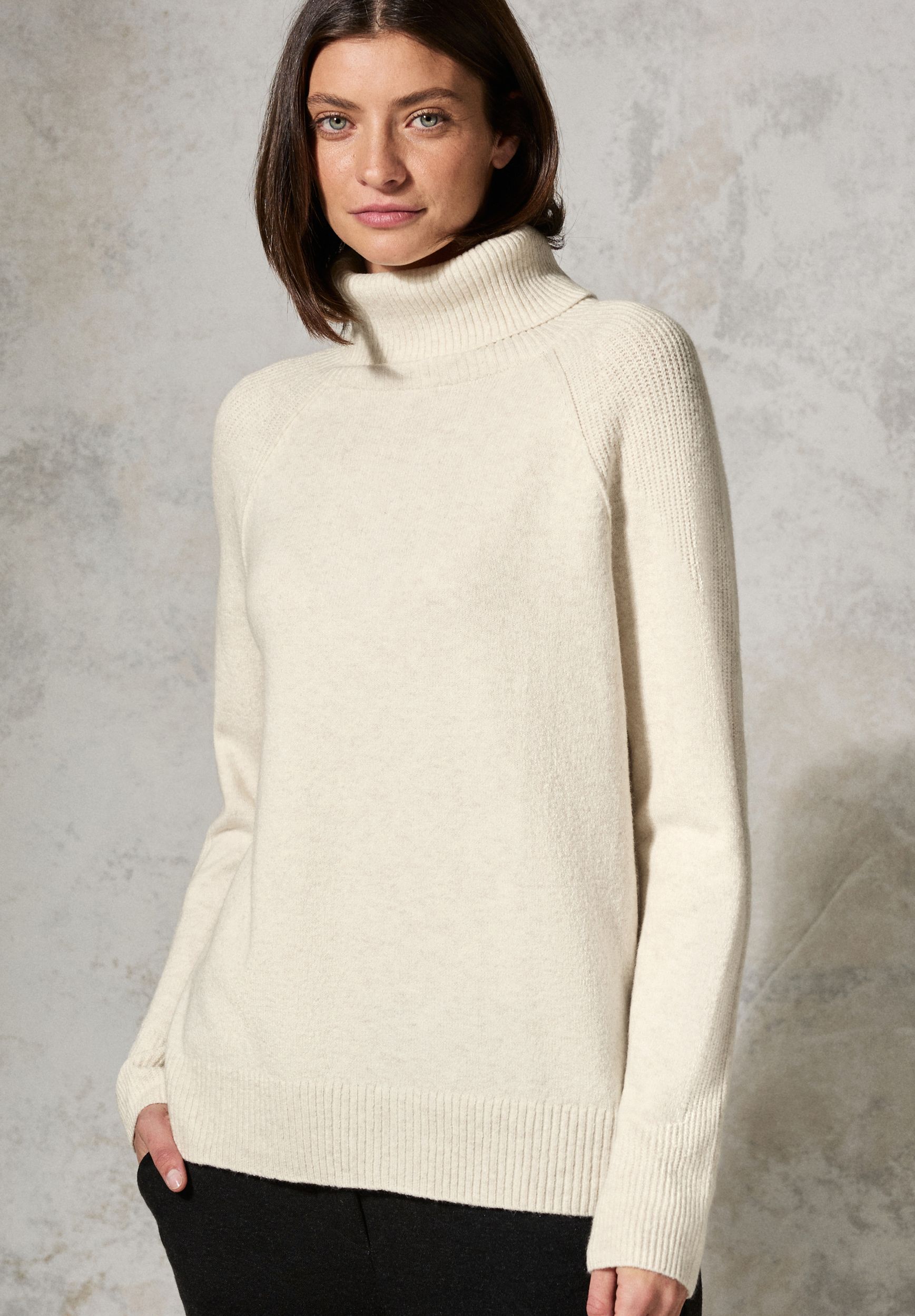 CECIL |  CECIL Rollkragenpullover  | XXL | birch white melange