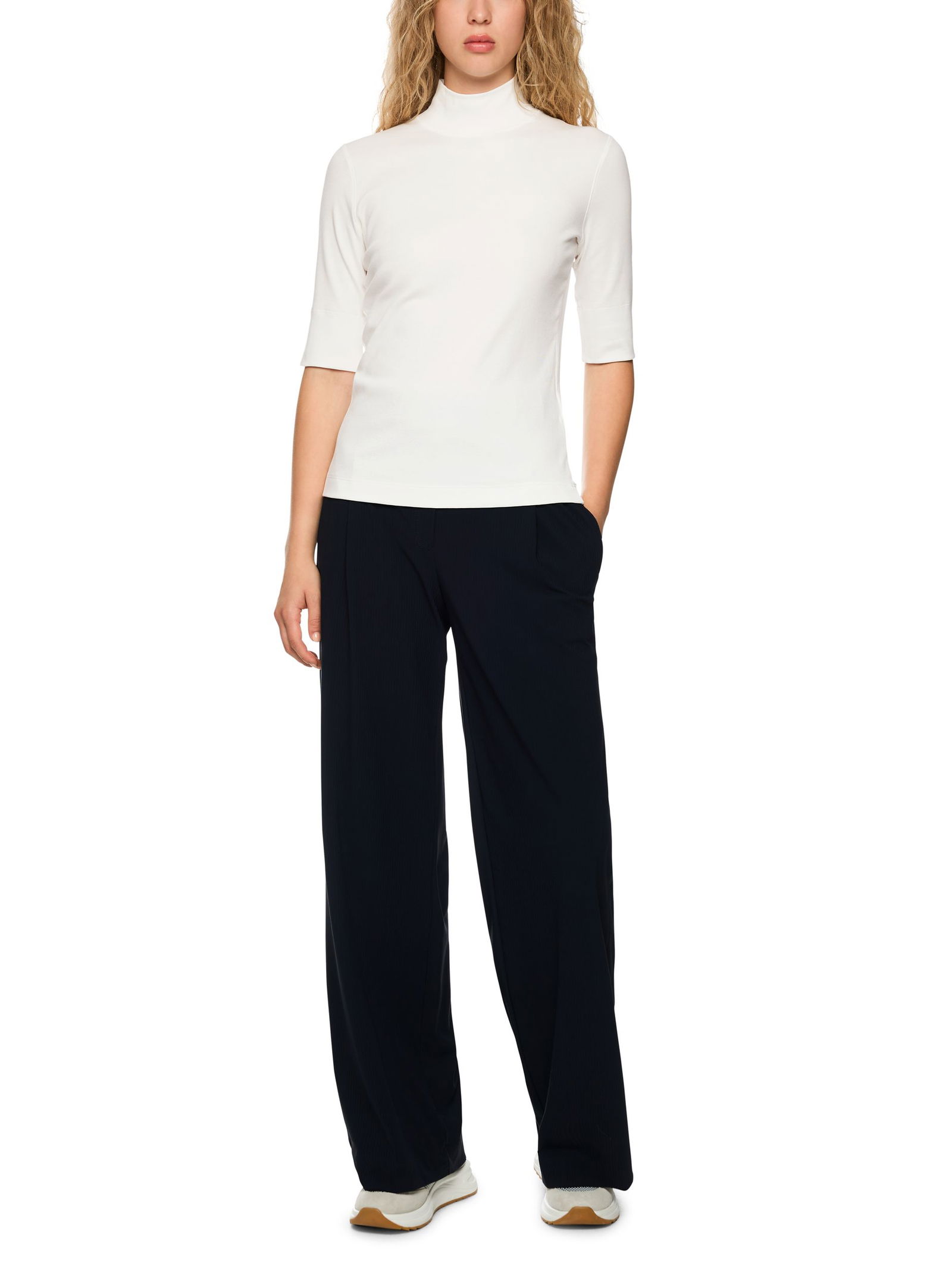 Marc Cain Sports | Basic-Shirt aus Baumwollstretch | 44 | off-white