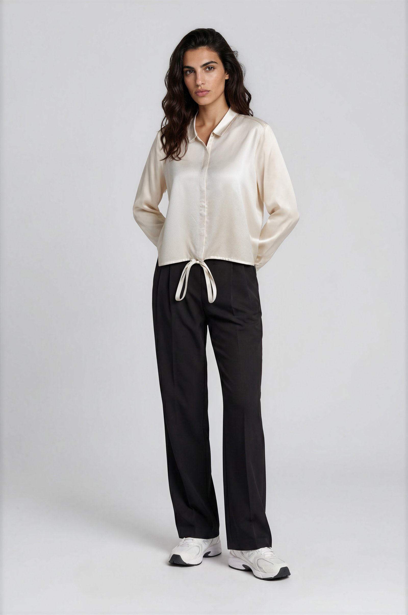 CROPPED BLOUSE WITH DRAWSTRING AT H, CREAM #2