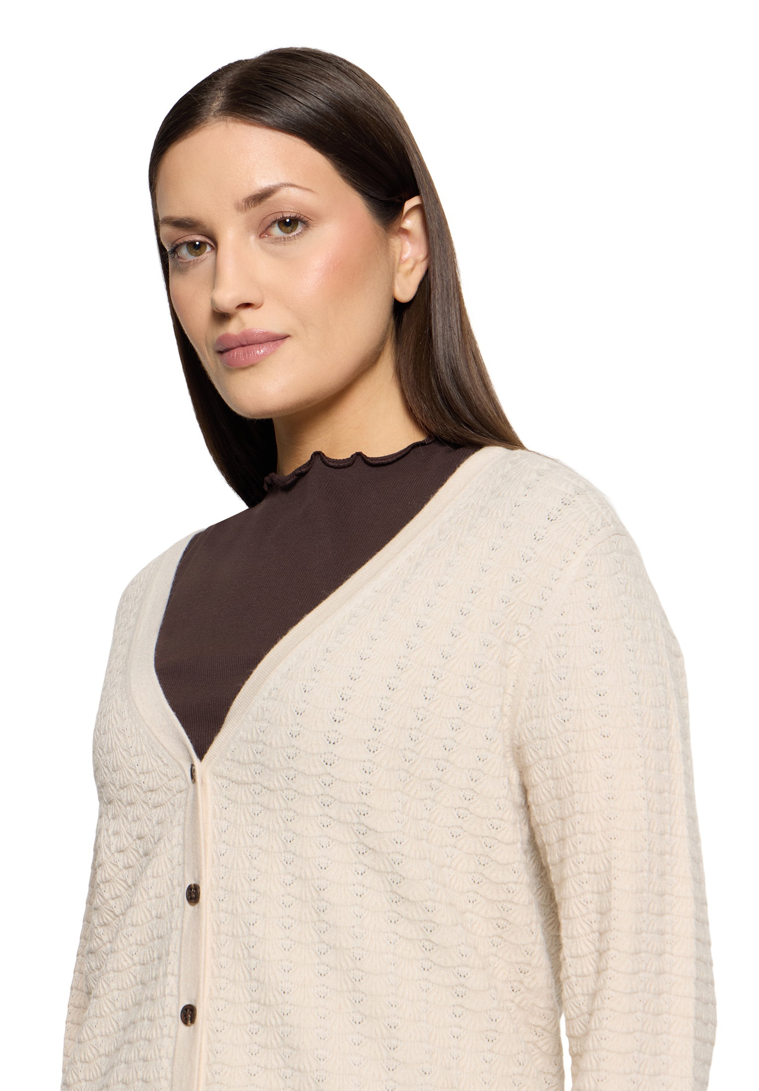 Strickjacke Kurz 3/4 Arm, Silky Beige #6