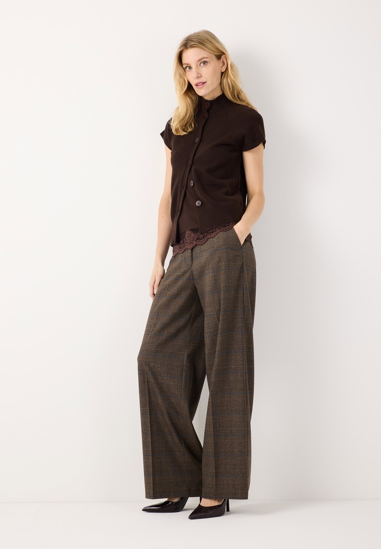 Glencheck Wide Leg Pants, melange check #4