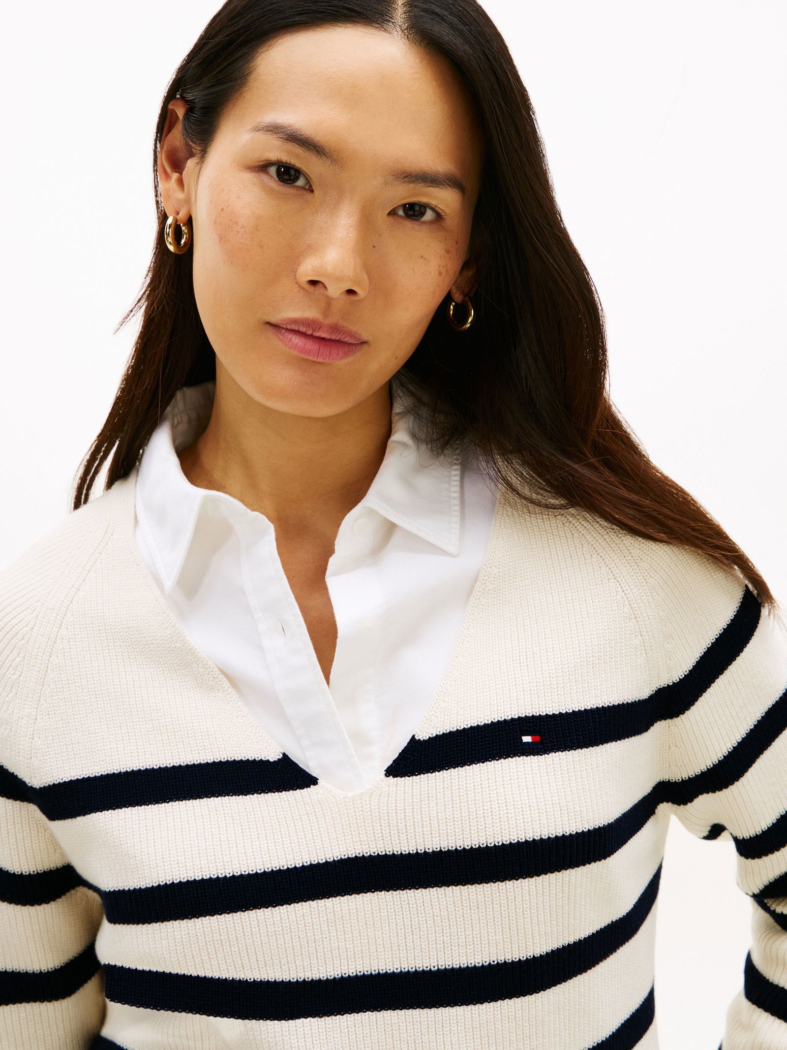 Tommy Hilfiger |  Tommy Hilfiger Pullover  | S | ivory petal/dark night navy stp